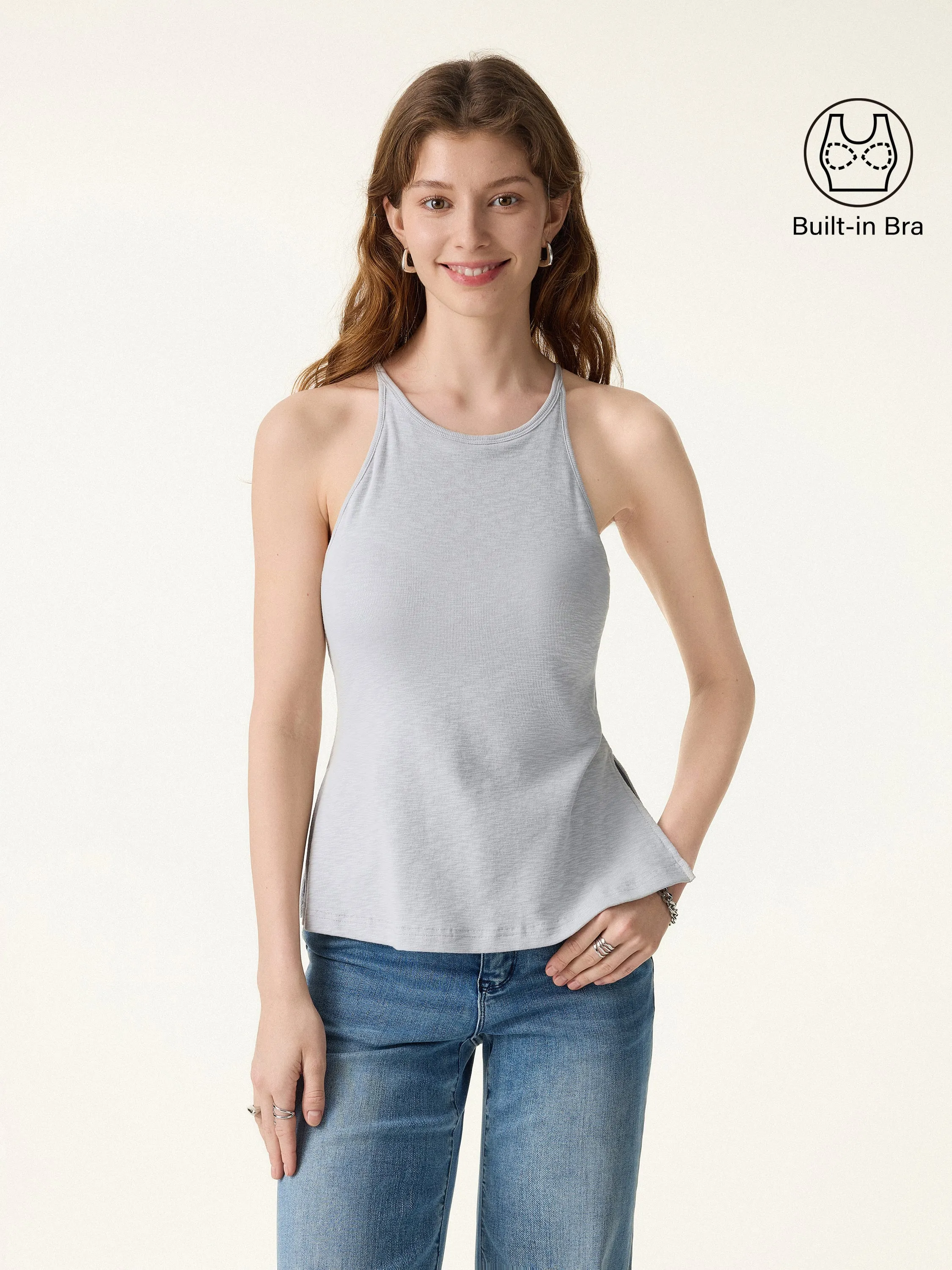 Stretch Cotton Side Slit Everyday Bra Tank sold by OGLmove