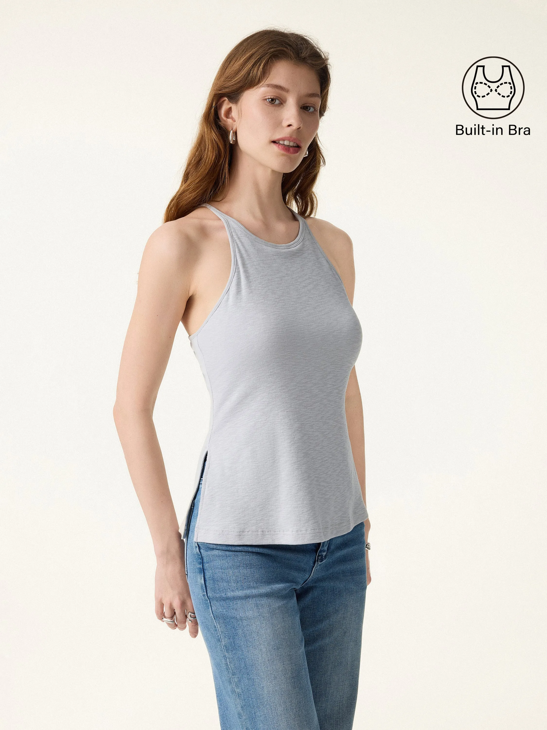 Stretch Cotton Side Slit Everyday Bra Tank sold by OGLmove product image thumbnail 5