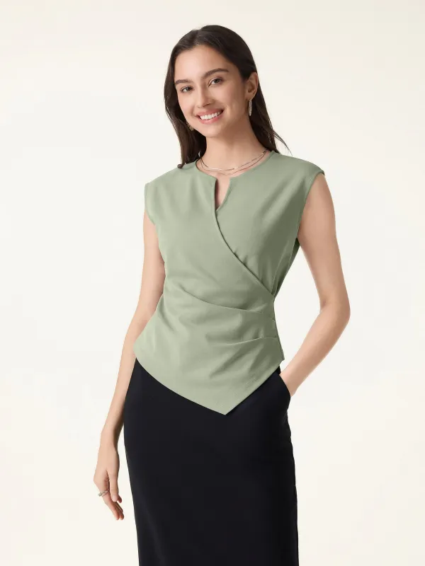 Surplice Wide Shoulder Tucked Angled Tank Top made by OGLmove