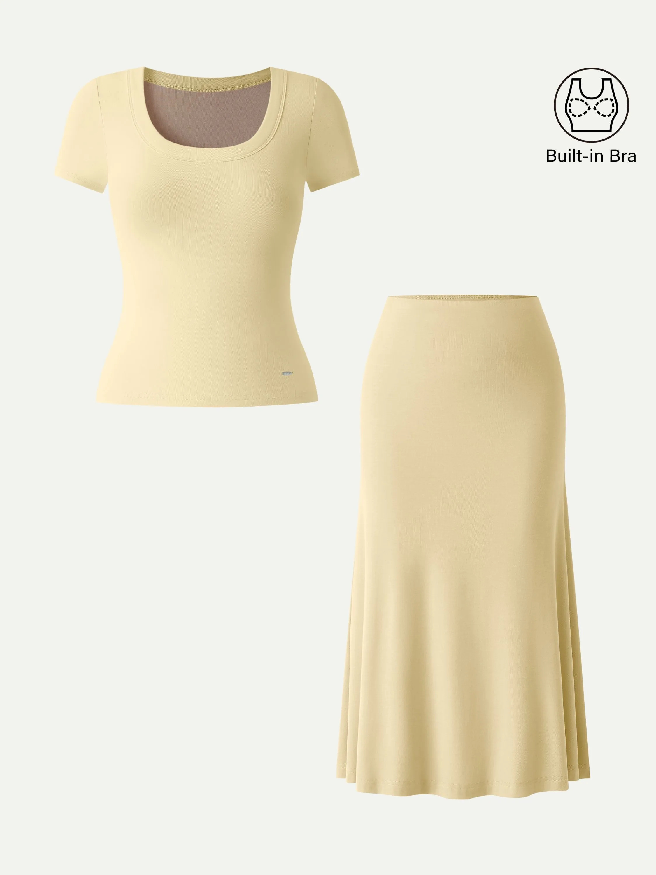 2Pcs Set U-Neck Bra Top & Pull-on Mermaid Midi Skirt sold by OGLmove product image thumbnail 5