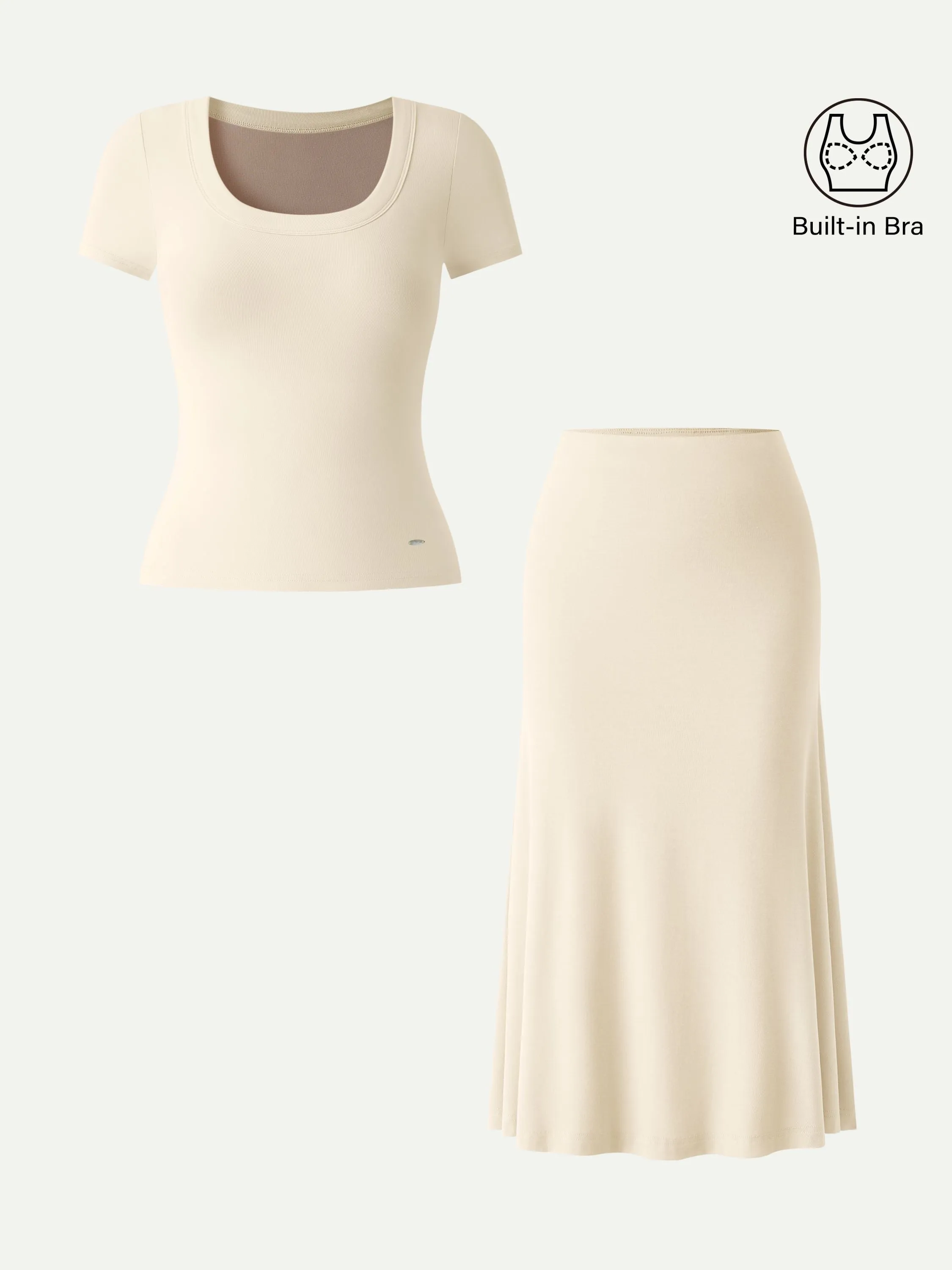 2Pcs Set U-Neck Bra Top & Pull-on Mermaid Midi Skirt sold by OGLmove product image thumbnail 4