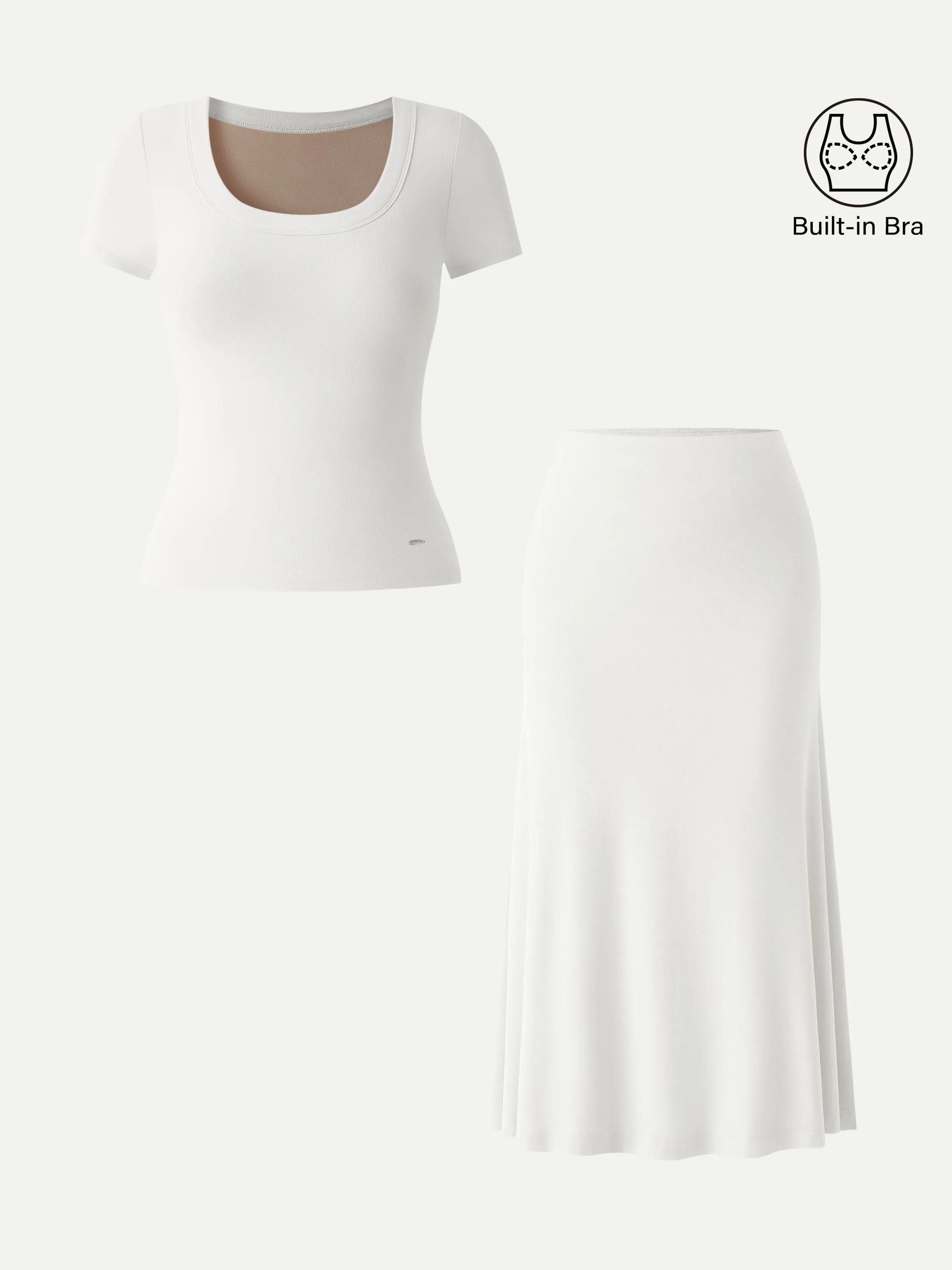 2Pcs Set U-Neck Bra Top & Pull-on Mermaid Midi Skirt sold by OGLmove product image thumbnail 3