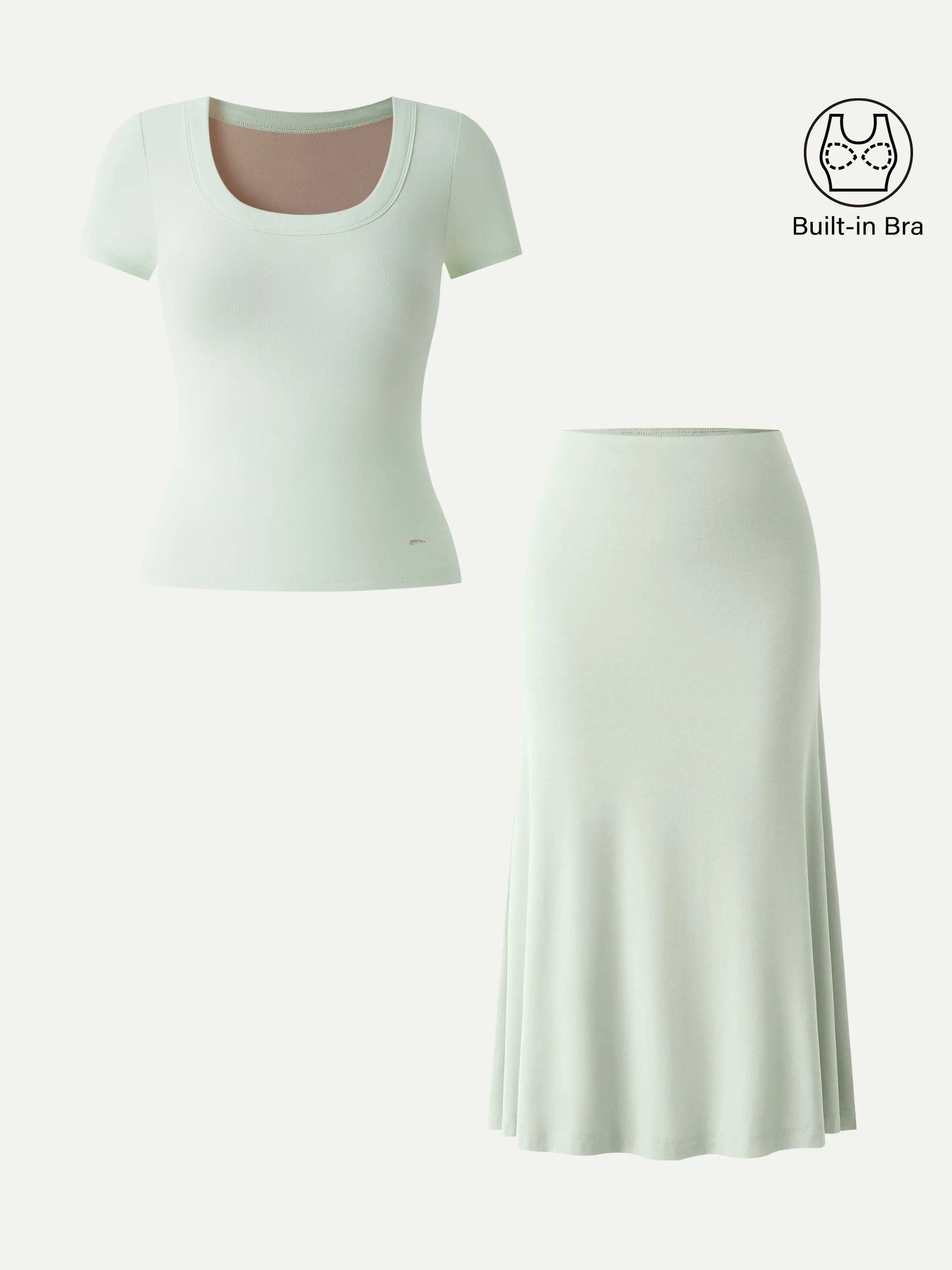 2Pcs Set U-Neck Bra Top & Pull-on Mermaid Midi Skirt sold by OGLmove product image thumbnail 2