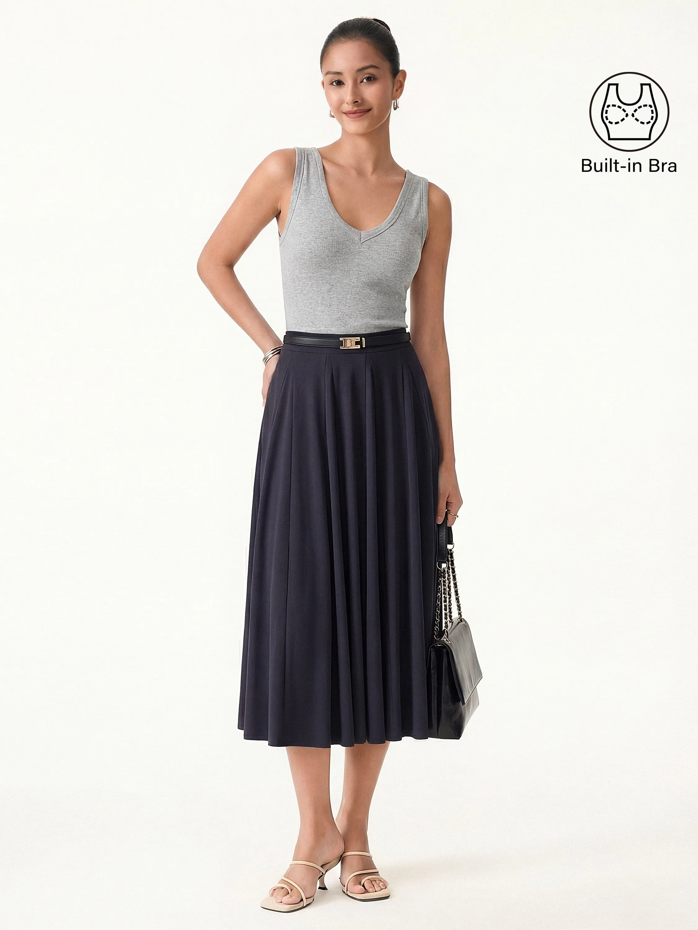 2Pcs Set V-neck Bra Tank & Volume Skirt with Pockets sold by OGLmove product image thumbnail 3