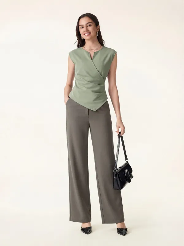 2Pcs Set Tucked Angled Tank & Mid Rise Wide Leg Trousers made by OGLmove
