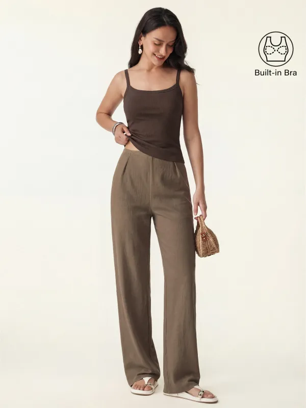 2Pcs Set Low Back Bra Tank & Mid Rise Straight Leg Pants made by OGLmove