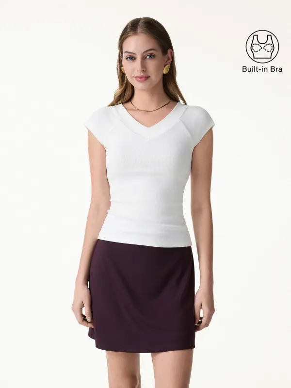 Pantive Essential V-Neck Cap Sleeve Summer Bra Tee made by OGLmove
