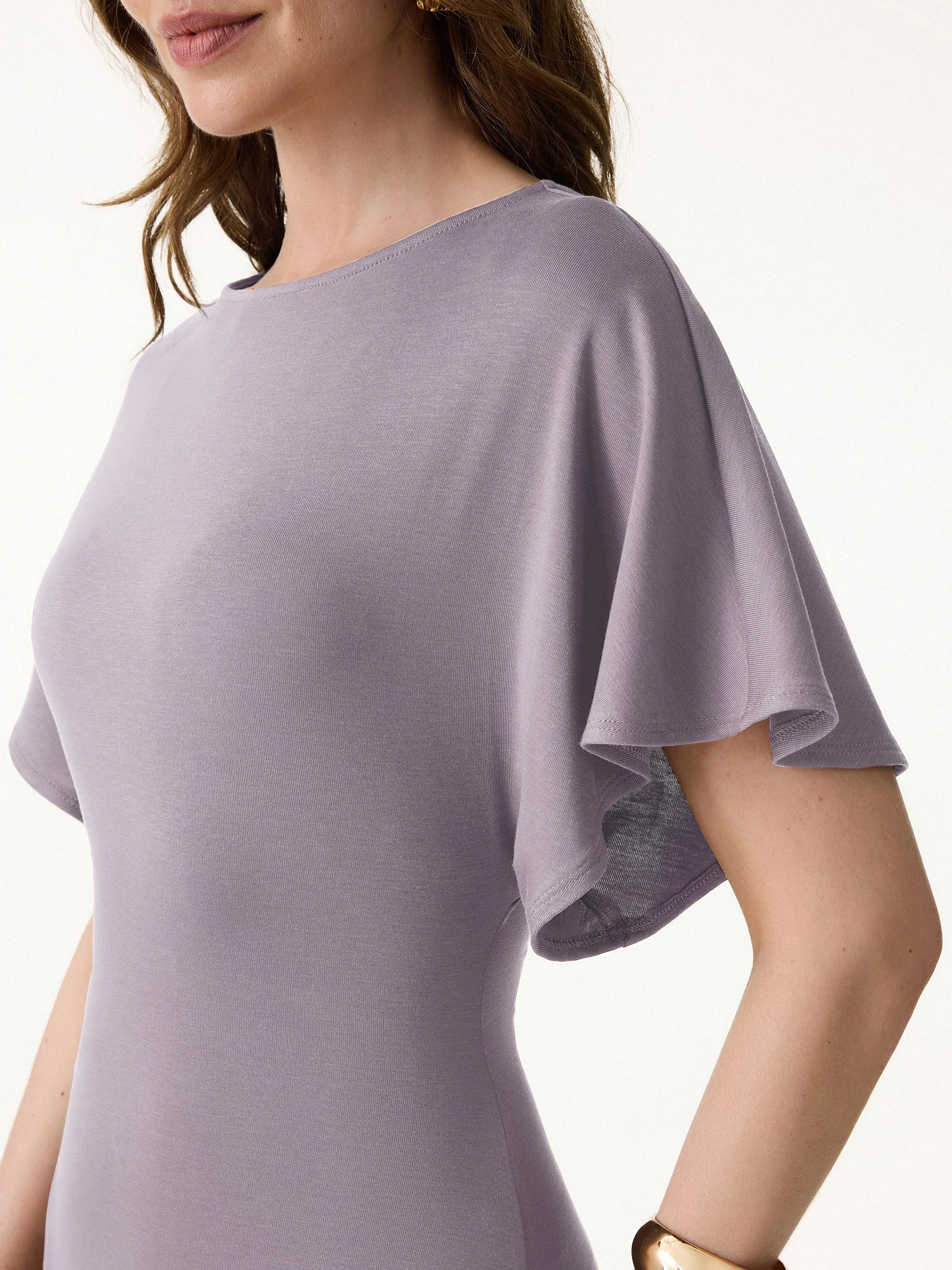Cooling Flowy Mid-Length Sleeve Summer Midi Dress sold by OGLmove product image thumbnail 2