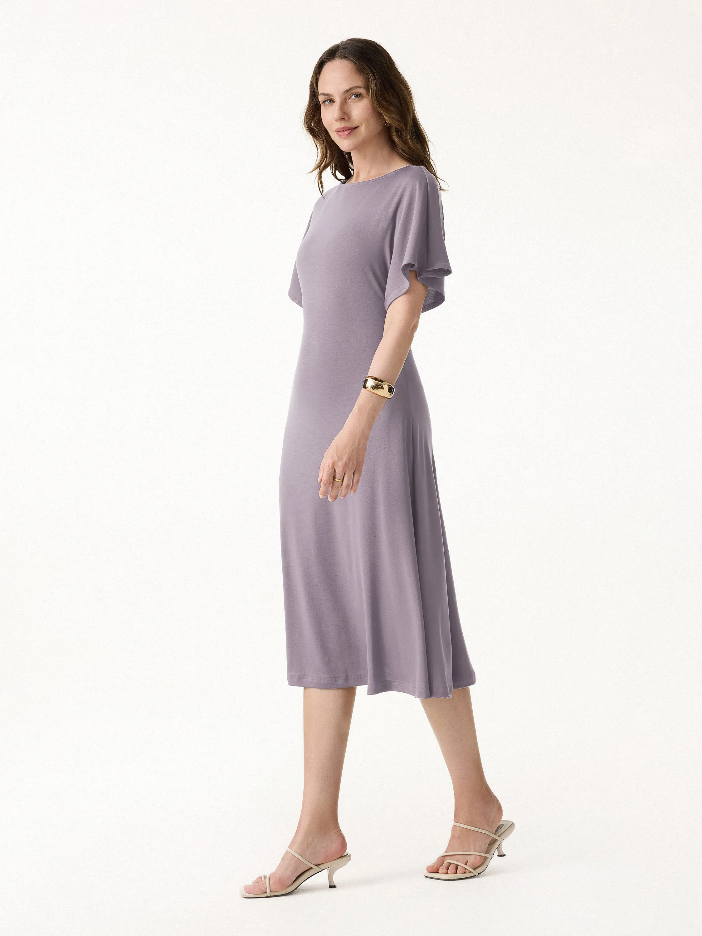 Cooling Flowy Mid-Length Sleeve Summer Midi Dress sold by OGLmove product image thumbnail 5