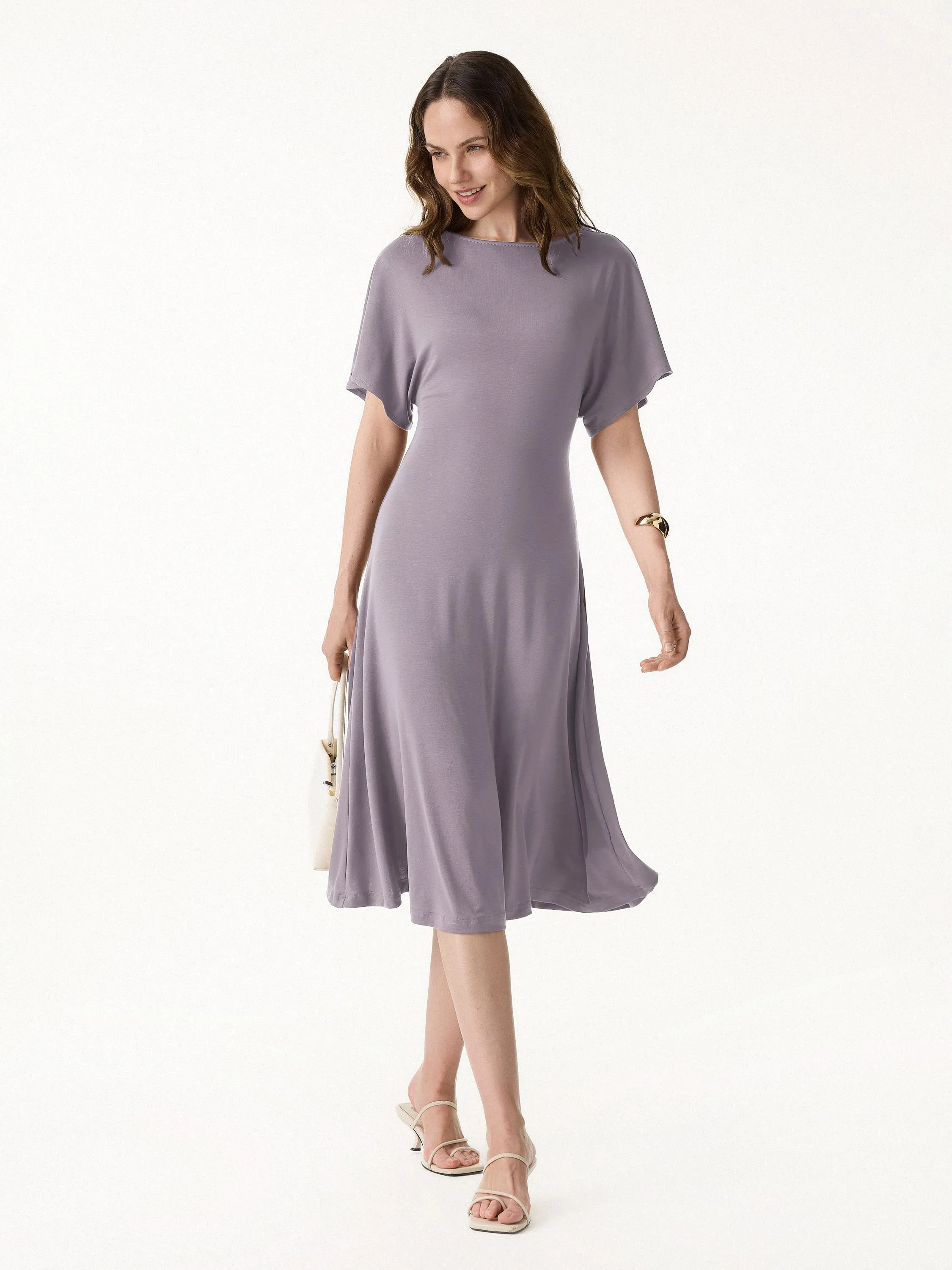 Cooling Flowy Mid-Length Sleeve Summer Midi Dress sold by OGLmove product image thumbnail 3