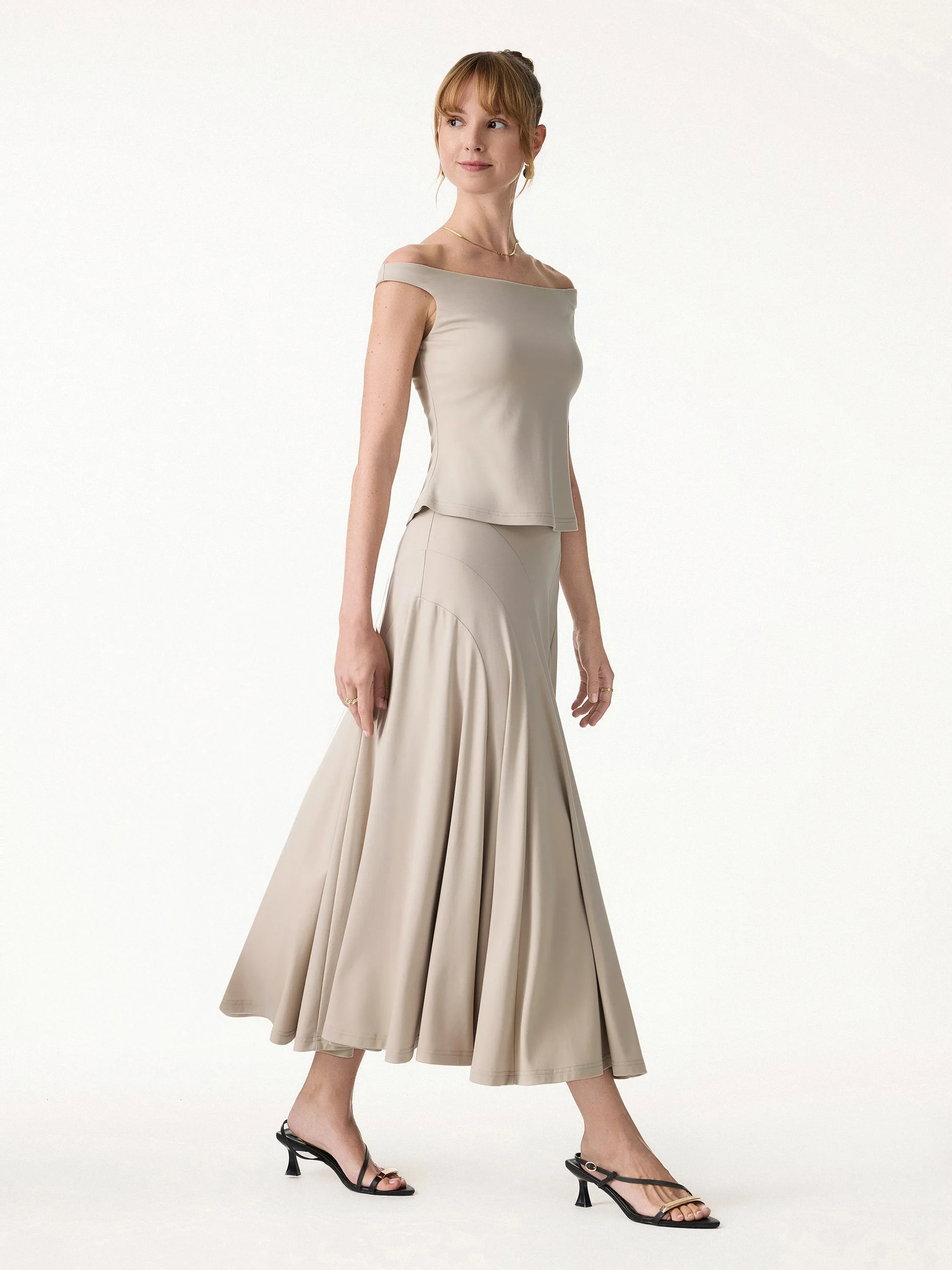 2Pcs Set Off-Shoulder Bra Top & Mid Rise Midi Skirt sold by OGLmove product image thumbnail 4
