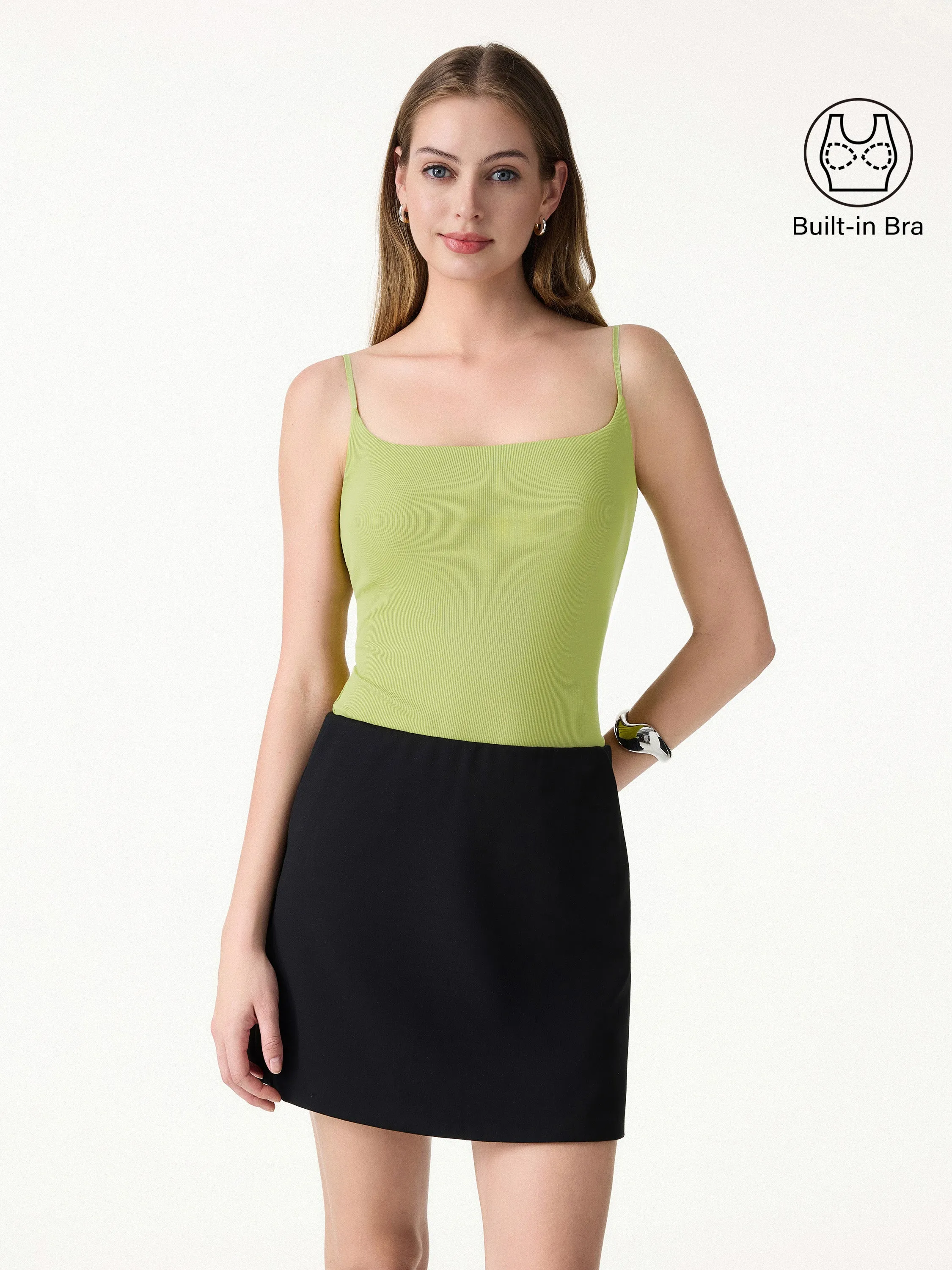 Sweat-Wicking Square Neck Stretchy Spaghetti Bra Tank sold by OGLmove