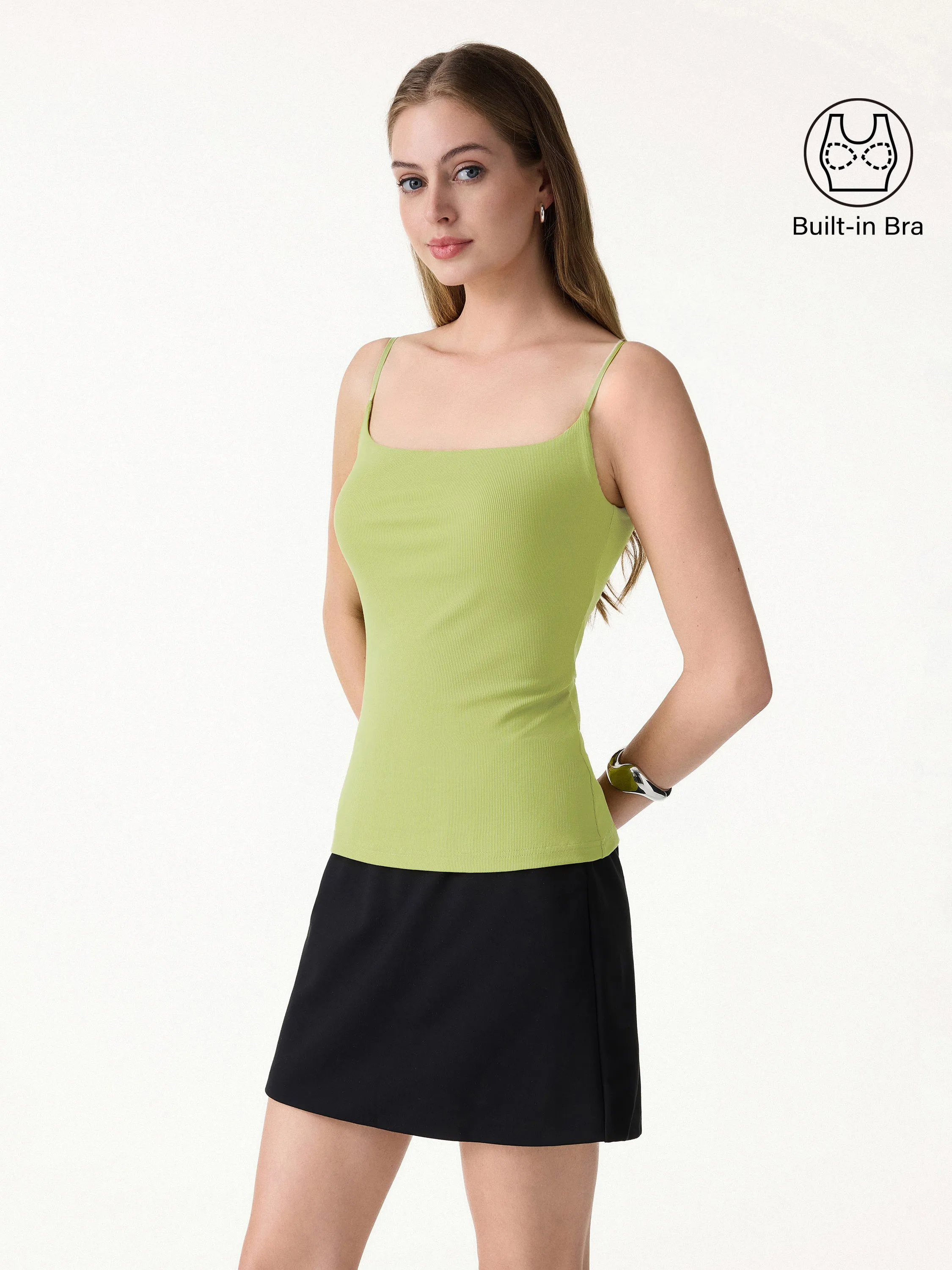 Sweat-Wicking Square Neck Stretchy Spaghetti Bra Tank sold by OGLmove product image thumbnail 5