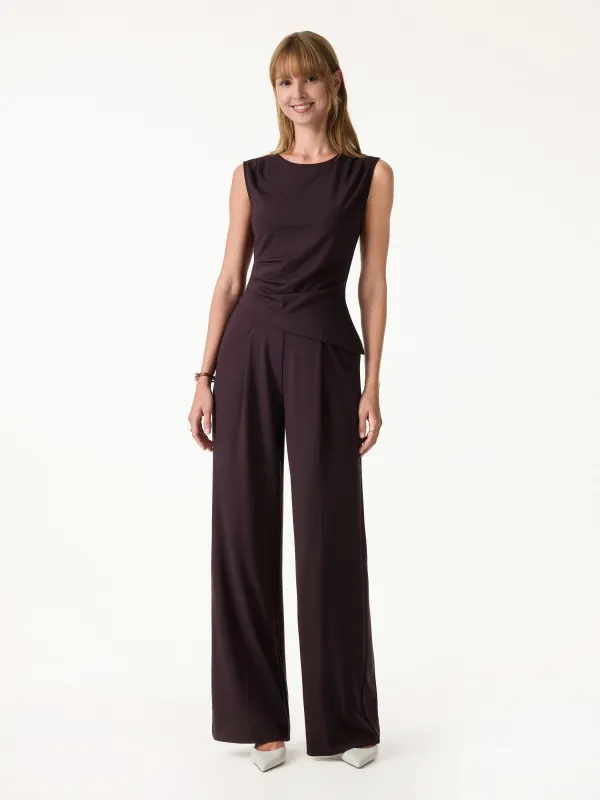 2Pcs Set Tucked Asymmetrical Hem Top & High Rise Wide Leg Pants made by OGLmove