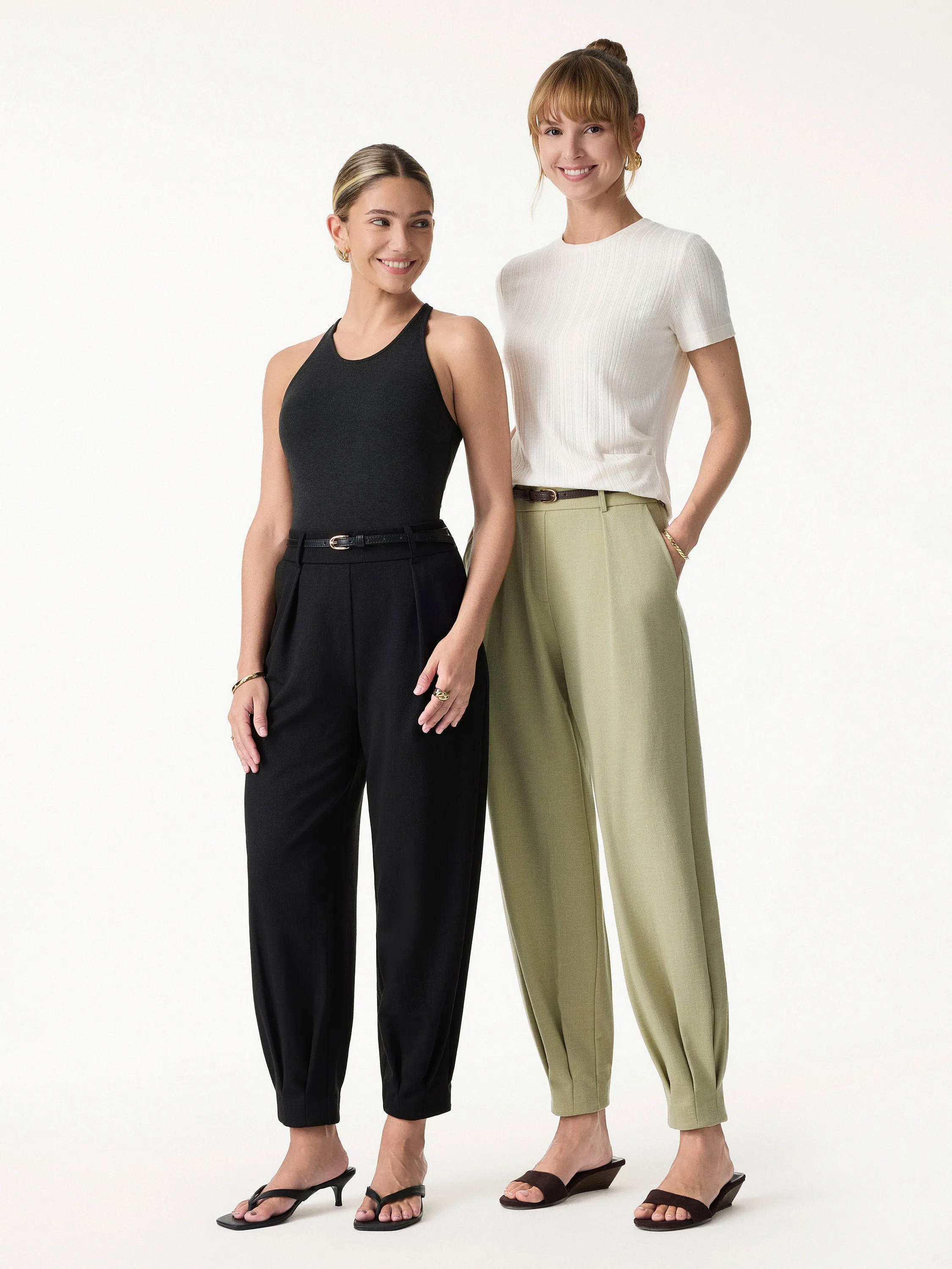Stretch Linen-Like Wrinkle-Reisistant Tapered Pants sold by OGLmove product image thumbnail 2