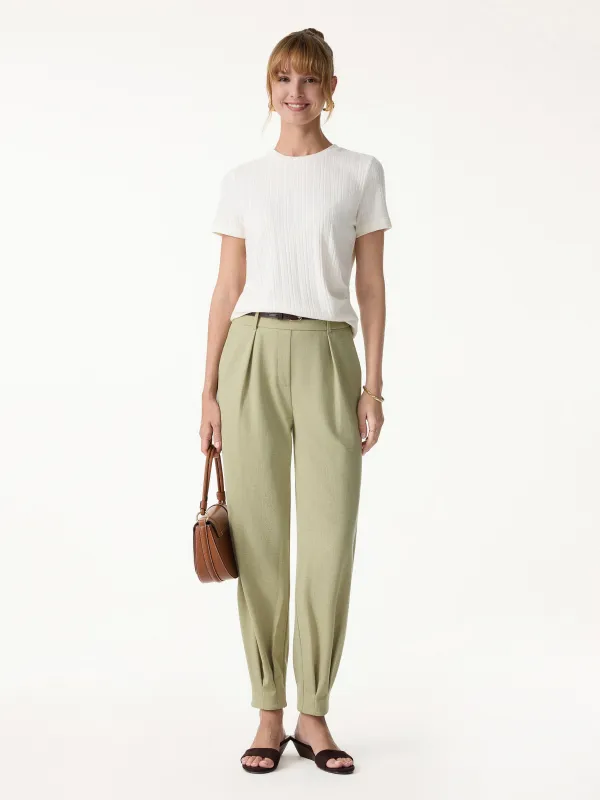 Stretch Linen-Like Wrinkle-Reisistant Tapered Pants made by OGLmove