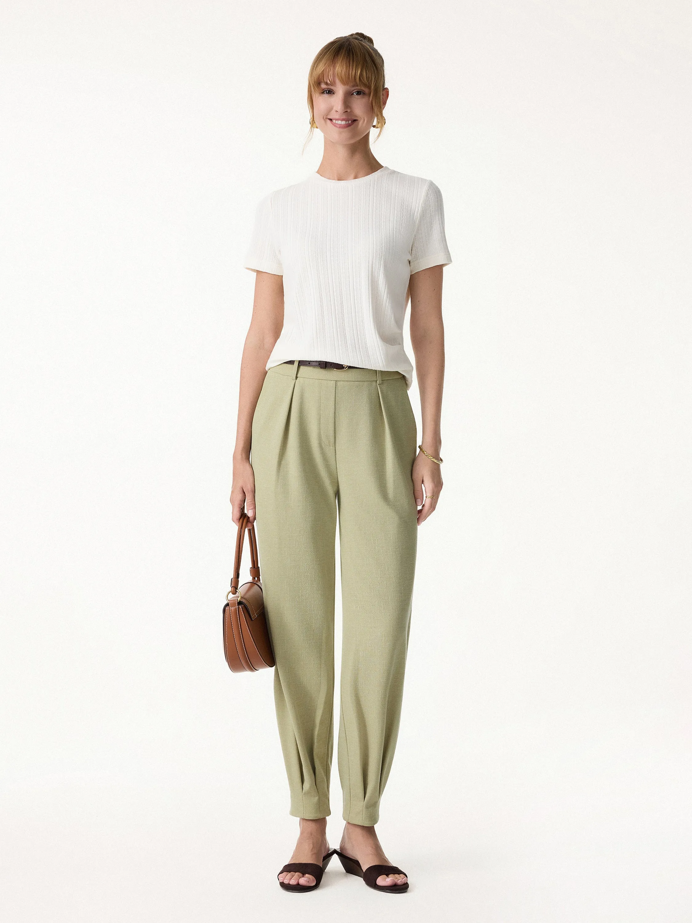 Stretch Linen-Like Wrinkle-Reisistant Tapered Pants sold by OGLmove