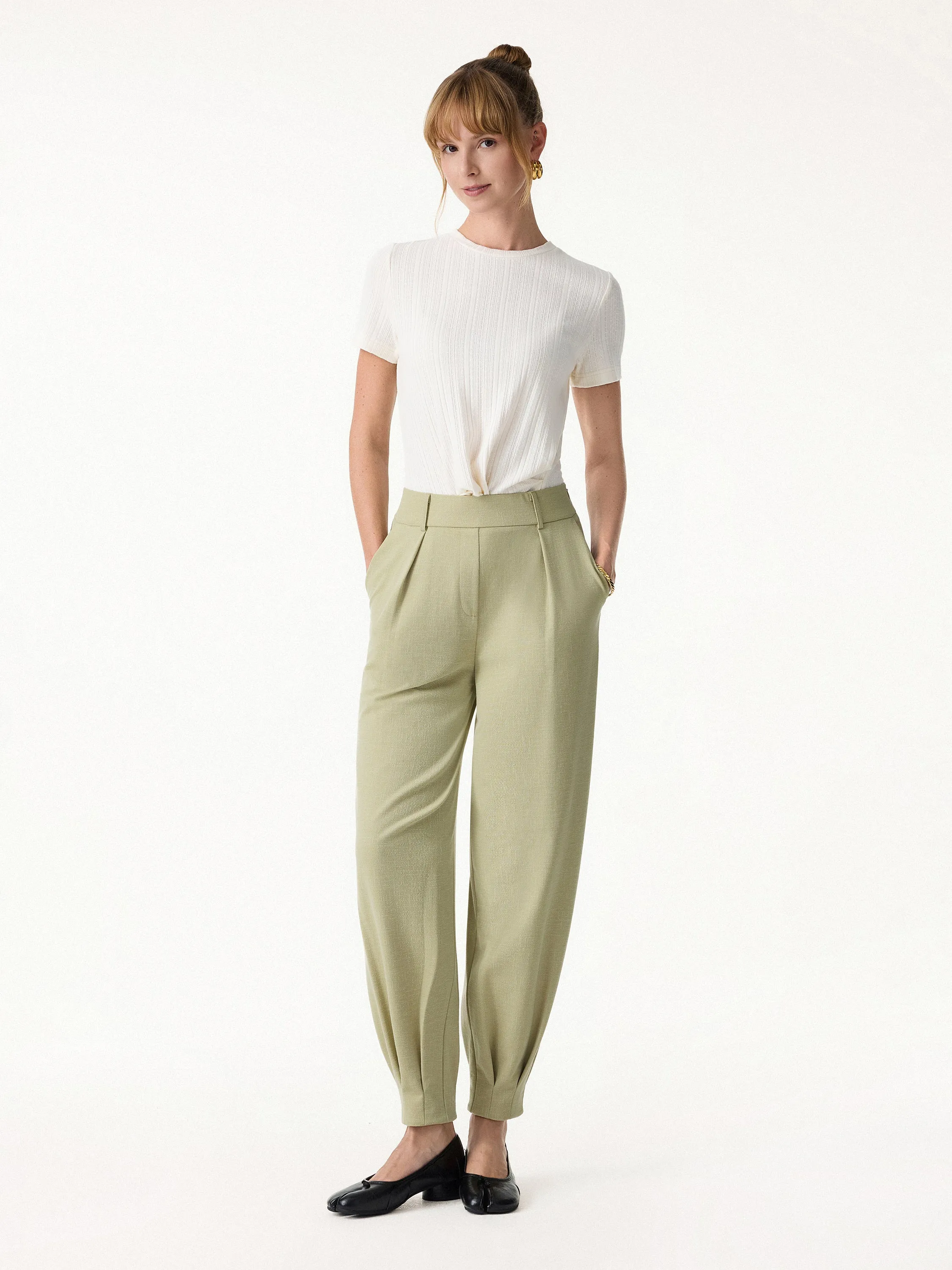 Stretch Linen-Like Wrinkle-Reisistant Tapered Pants sold by OGLmove product image thumbnail 4