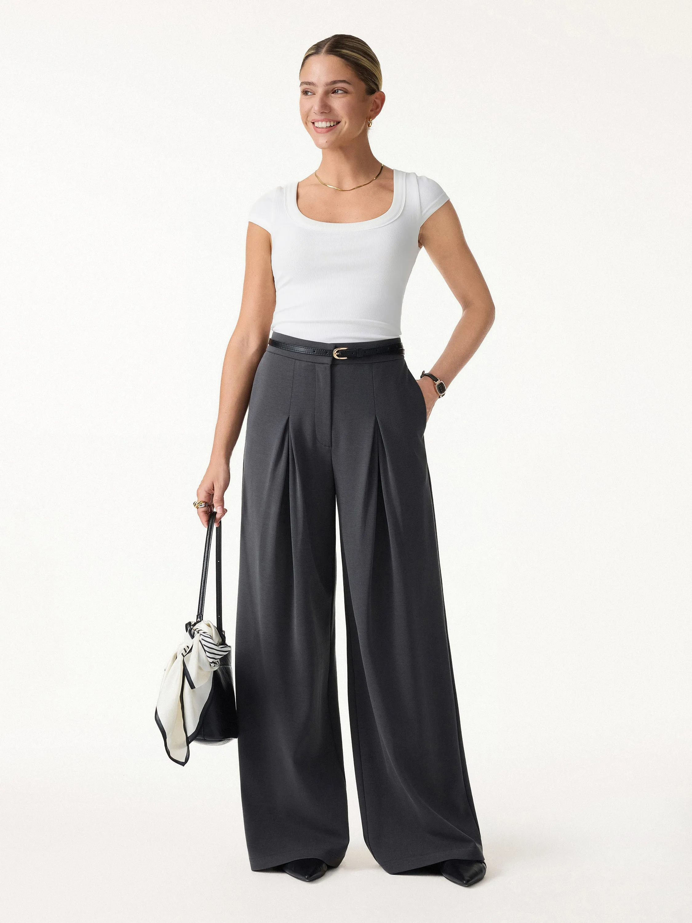 Modal Blend Drapey High Rise Wide Leg Pants sold by OGLmove