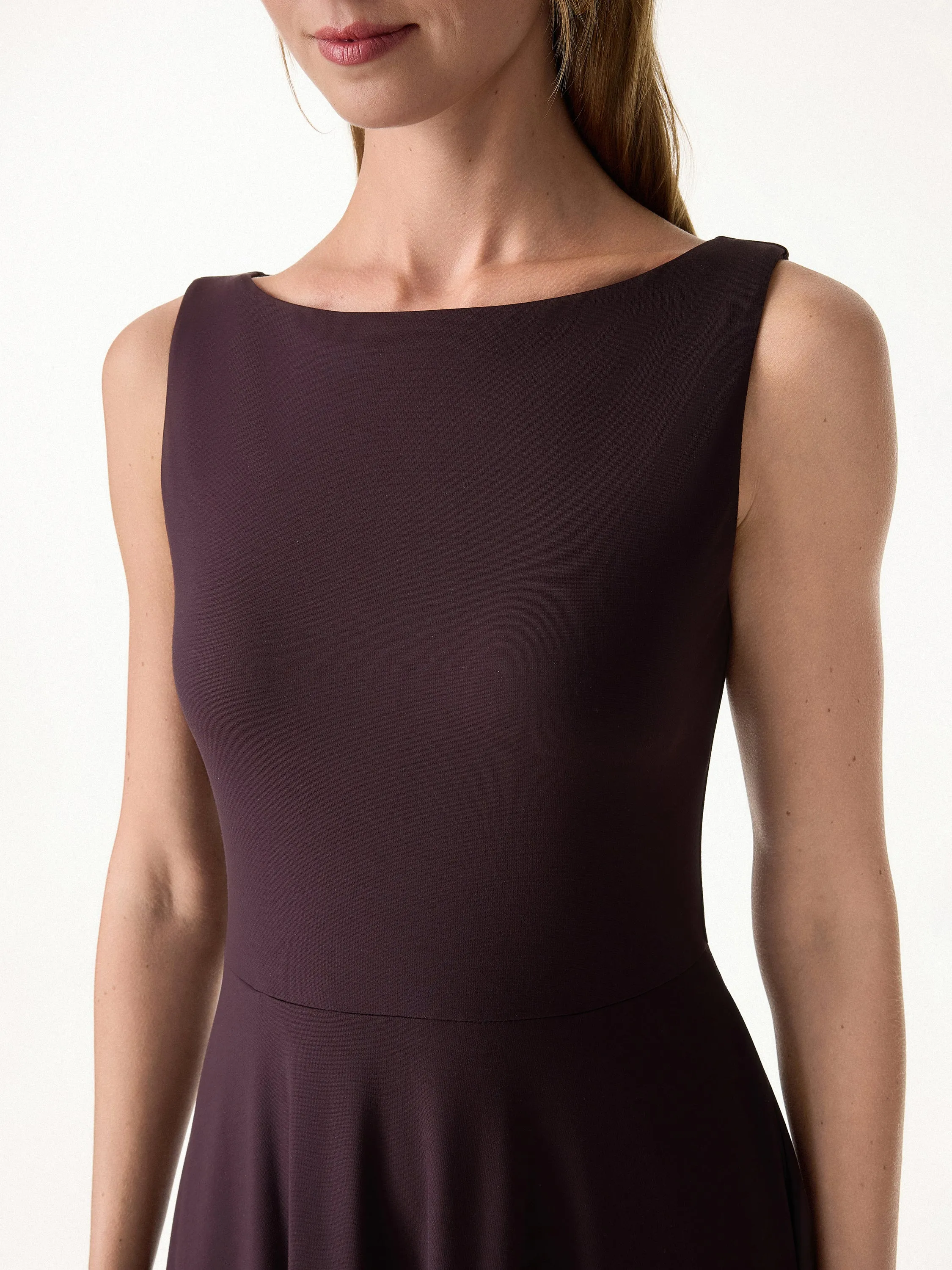 Stretchy Boatneck Fit-and-Flare Mini Bra Dress with Pockets sold by OGLmove product image thumbnail 4