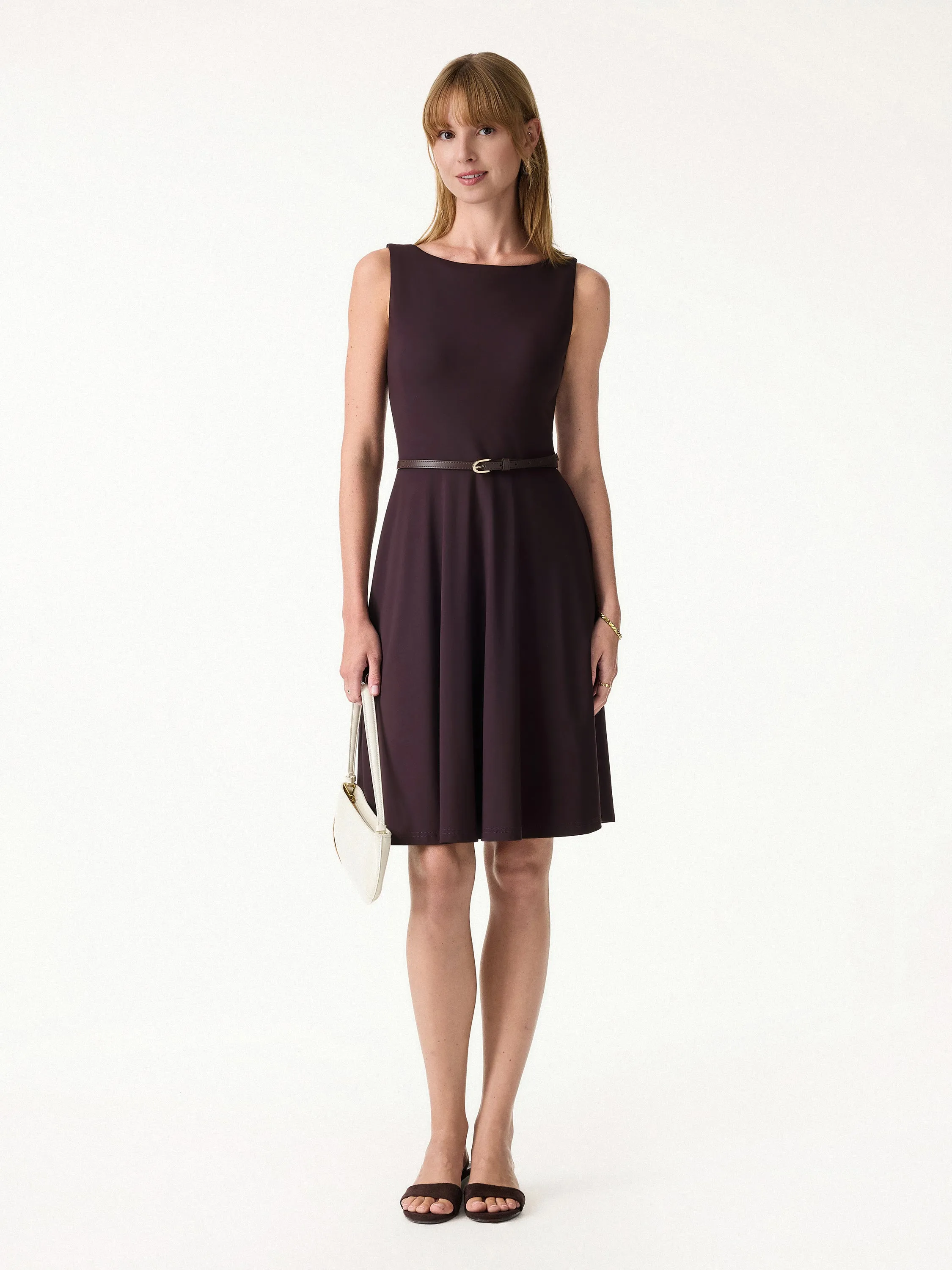 Stretchy Boatneck Fit-and-Flare Mini Bra Dress with Pockets sold by OGLmove product image thumbnail 2
