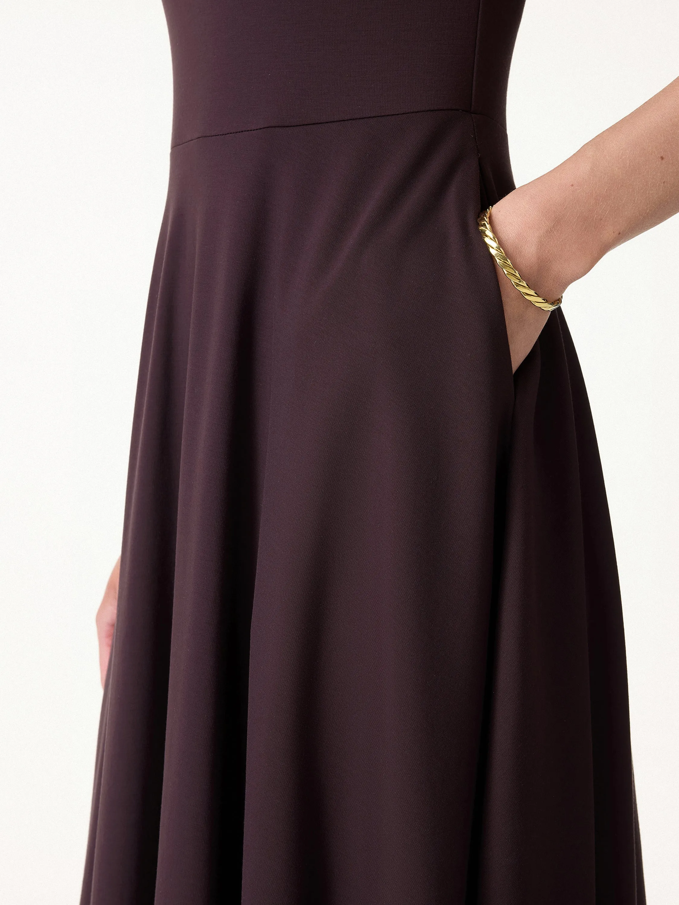 Stretchy Boatneck Fit-and-Flare Mini Bra Dress with Pockets sold by OGLmove product image thumbnail 5