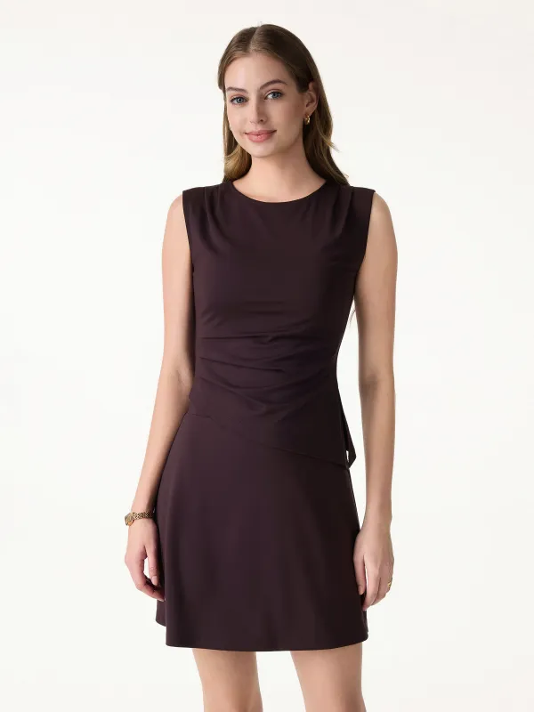 Effortless Wide Shoulder Tucked Asymmetrical Hem Sleeveless Top made by OGLmove