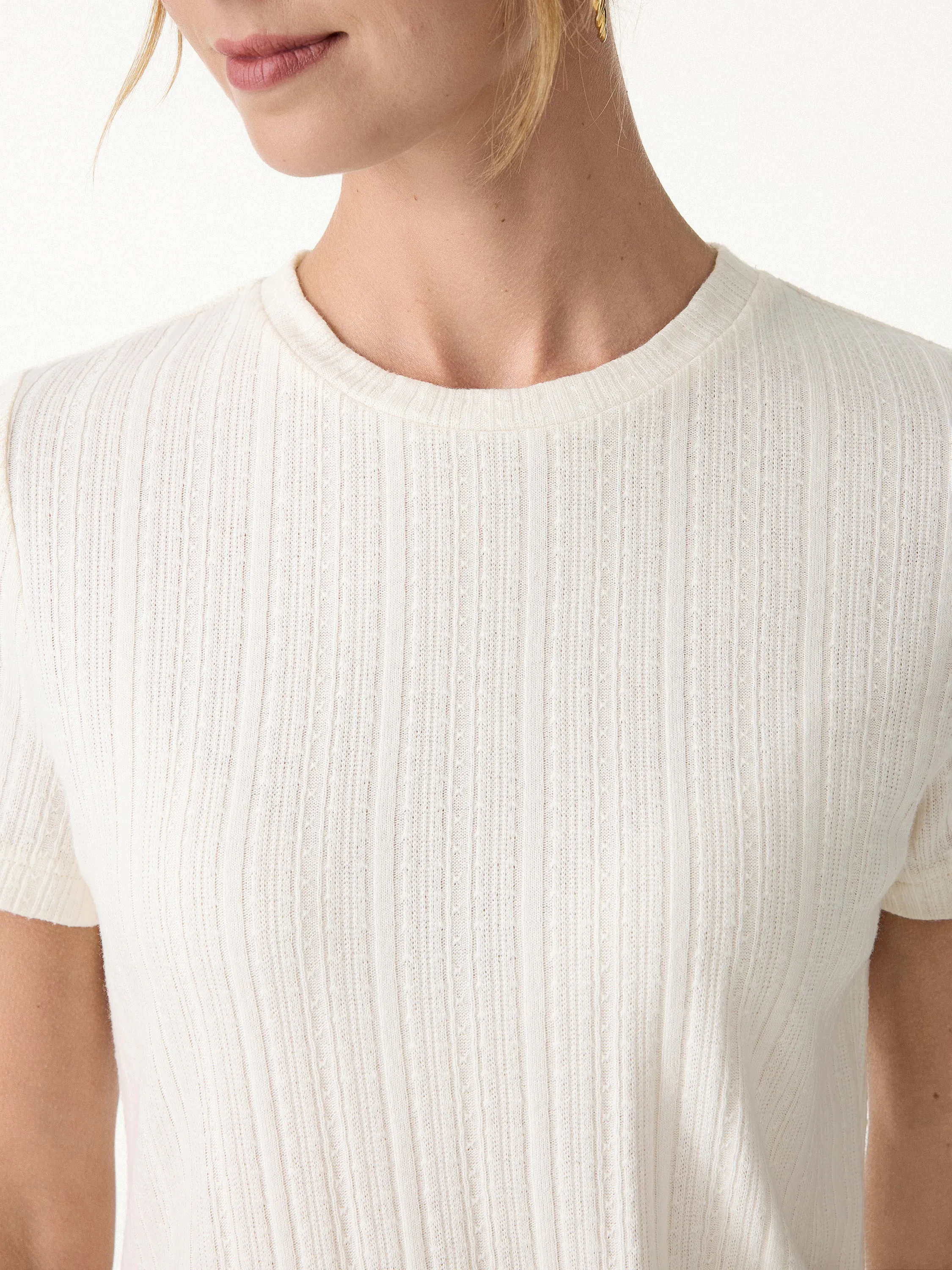 Pointelle Tucked Short Sleeve Summer Tee sold by OGLmove product image thumbnail 2