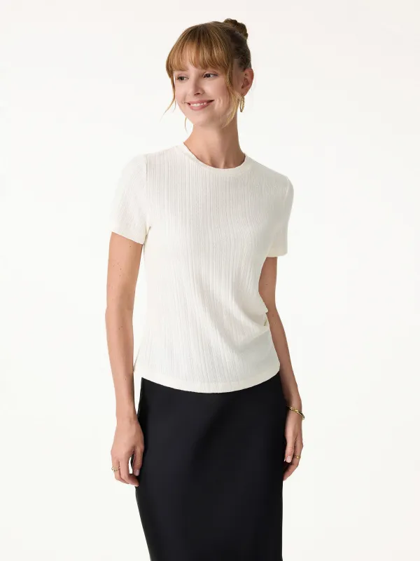 Pointelle Tucked Short Sleeve Summer Tee made by OGLmove