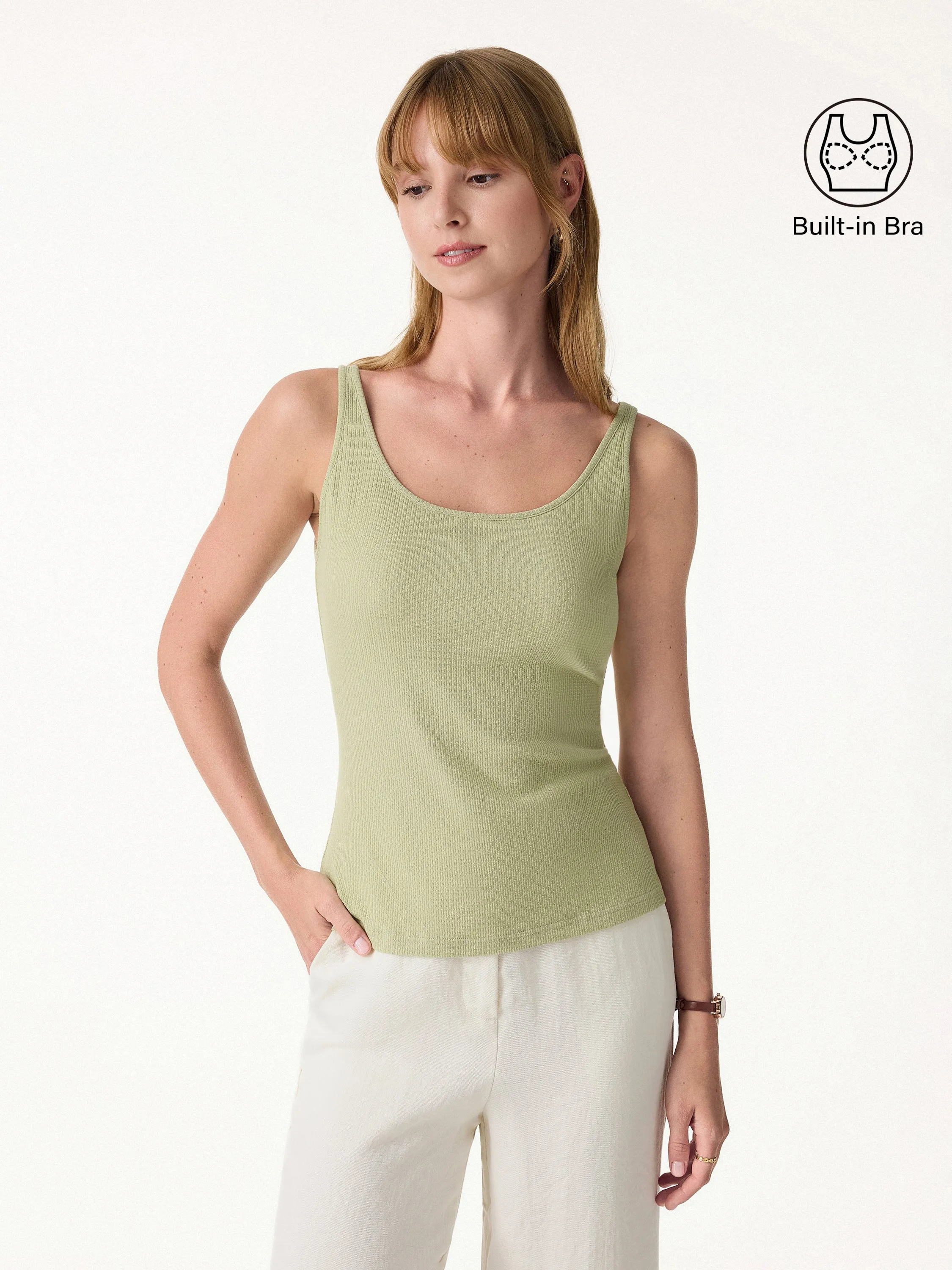 Pointelle Essential U-Neck Bra Tank sold by OGLmove product image thumbnail 2