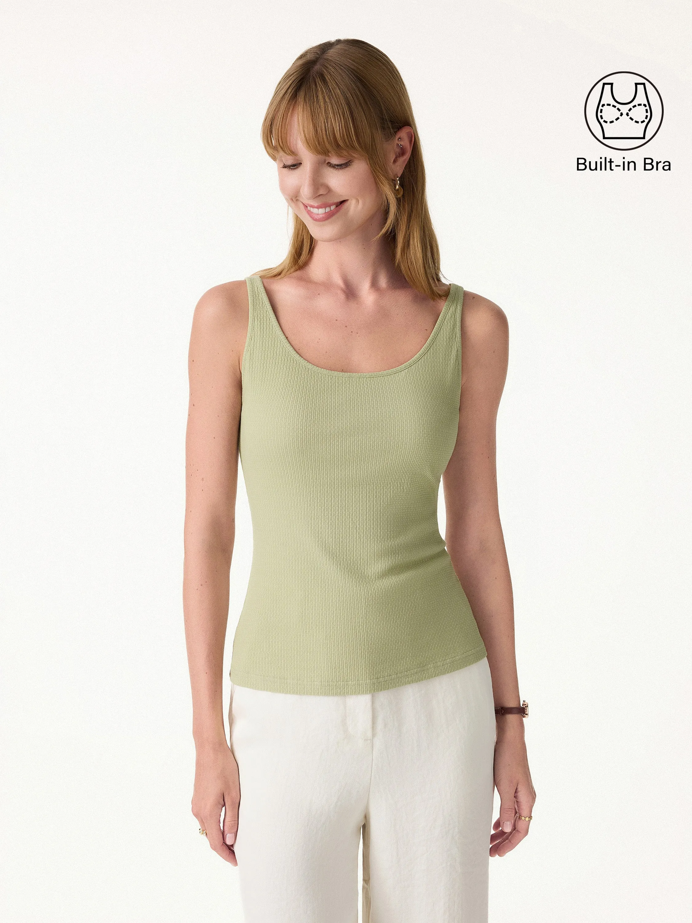 Pointelle Essential U-Neck Bra Tank sold by OGLmove
