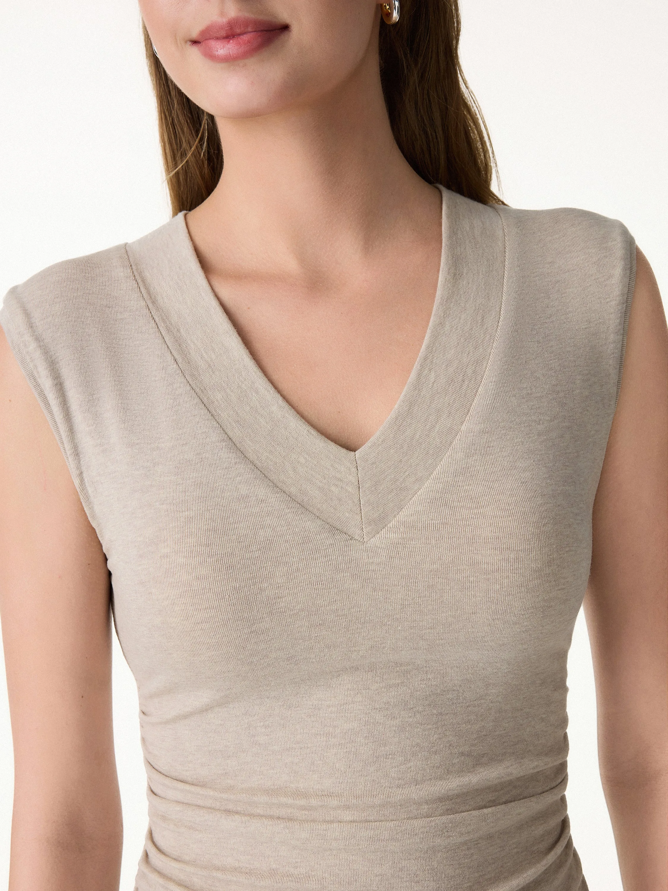Sweat-Wicking V-Neck Wide Shoulder Ruched Bra Top sold by OGLmove product image thumbnail 5