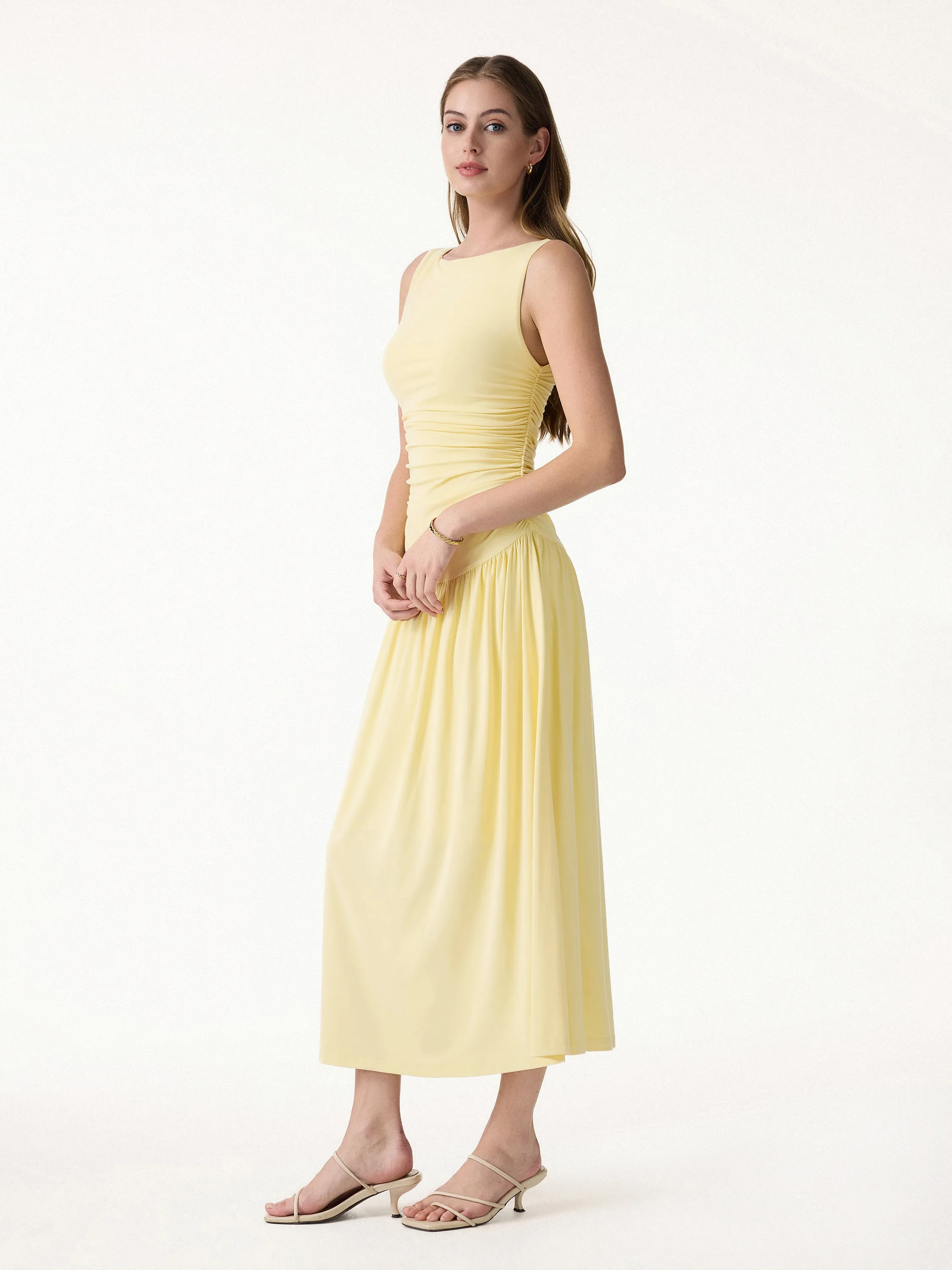 SkinKiss Cooling Boatneck Ruched Midi Bra Dress sold by OGLmove product image thumbnail 5