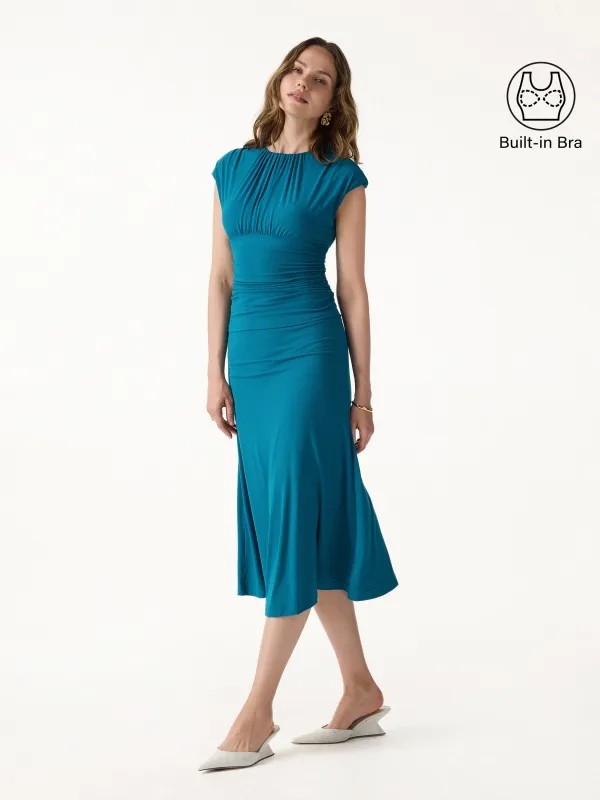 2Pcs Set SkinKiss Ruched Cap Sleeve Bra Top & Breezy Pull-on Midi Skirt made by OGLmove