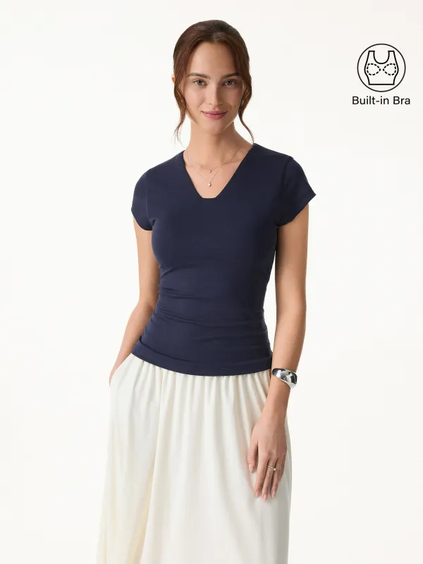 Cool Smooth V-Neck Cap Sleeve Bra Top made by OGLmove