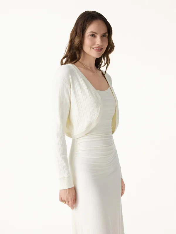 Stretch Cotton Cropped Textured Cardigan made by OGLmove