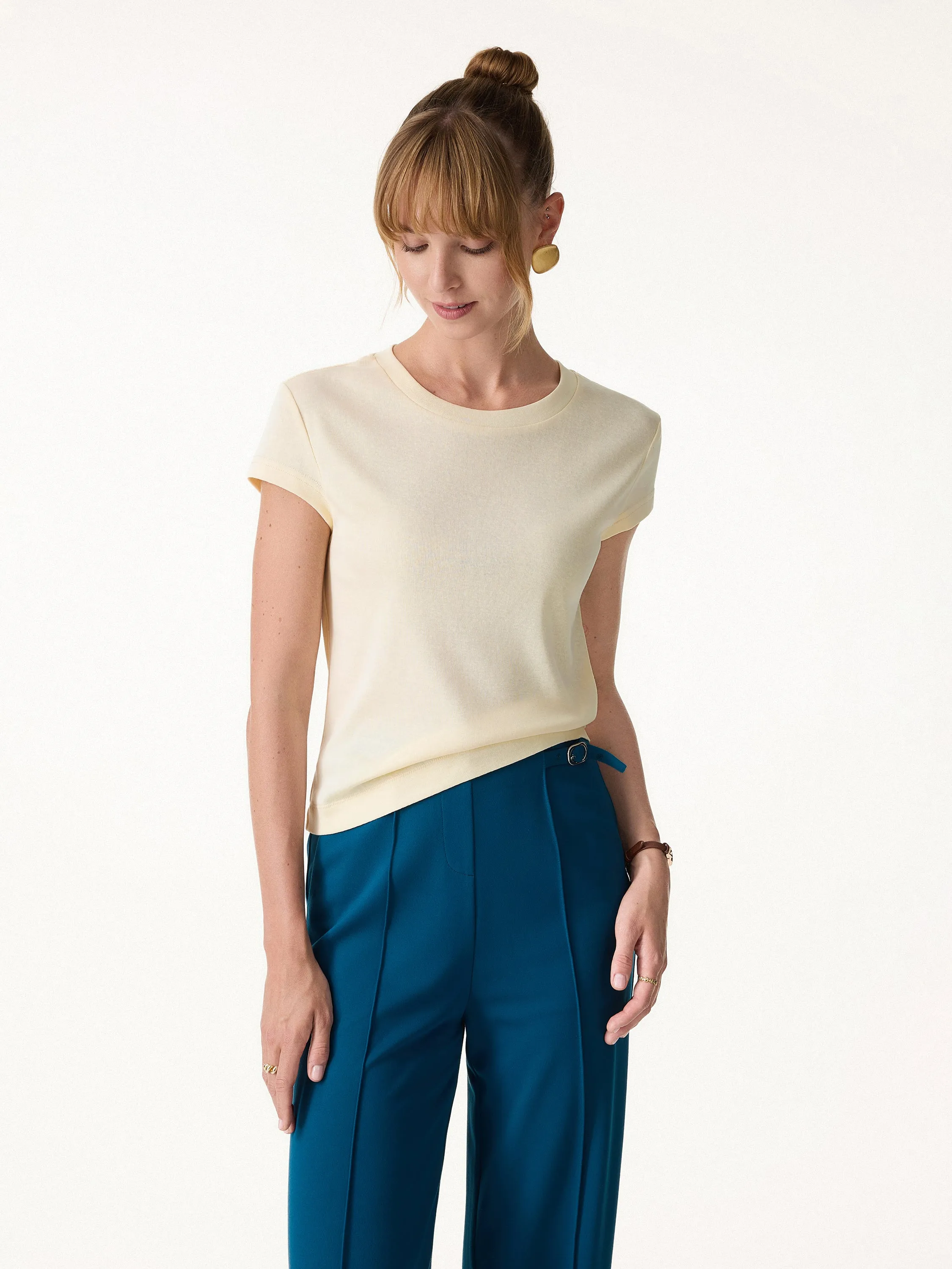 Cotton-Linen Blend Cooling Essential Summer Tee sold by OGLmove