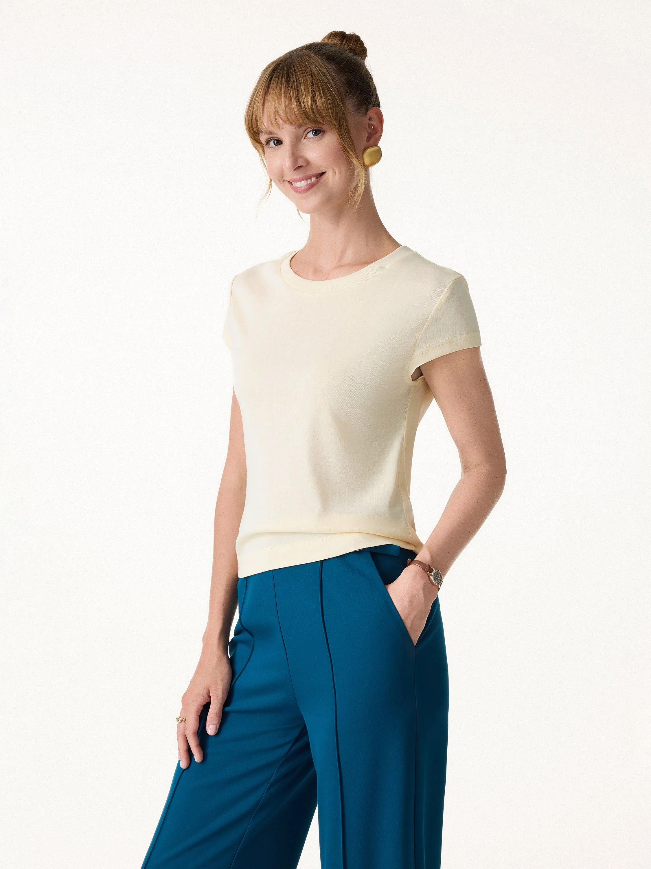 Cotton-Linen Blend Cooling Essential Summer Tee sold by OGLmove product image thumbnail 5
