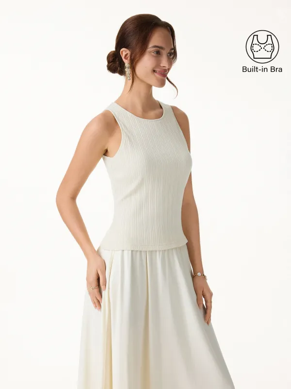 Stretch Cotton Ribbed Round Neck Bra Tank made by OGLmove