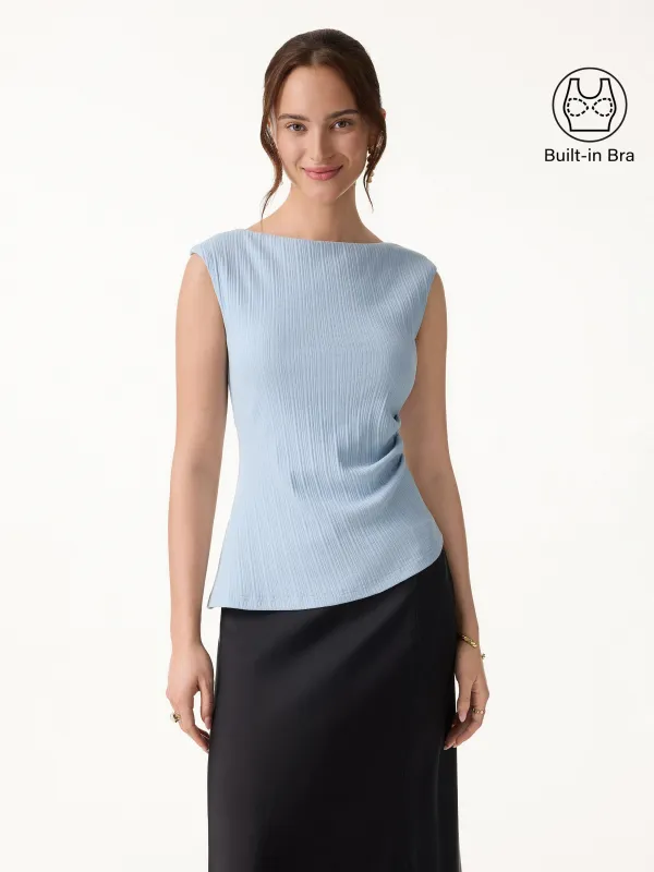 Stretch Cotton Tucked Asymmetrical Hem Bra Top made by OGLmove