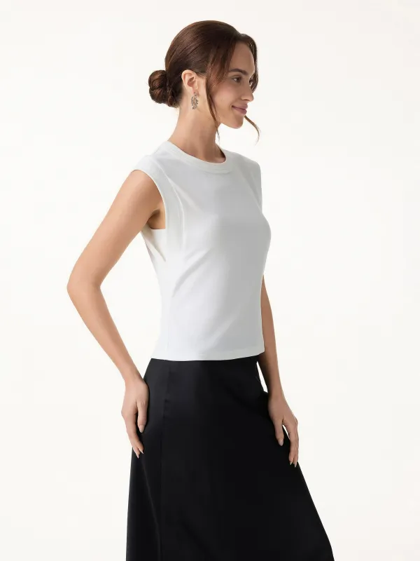 Soft Cotton Lyocell Cropped Wide Shoulder Tank made by OGLmove