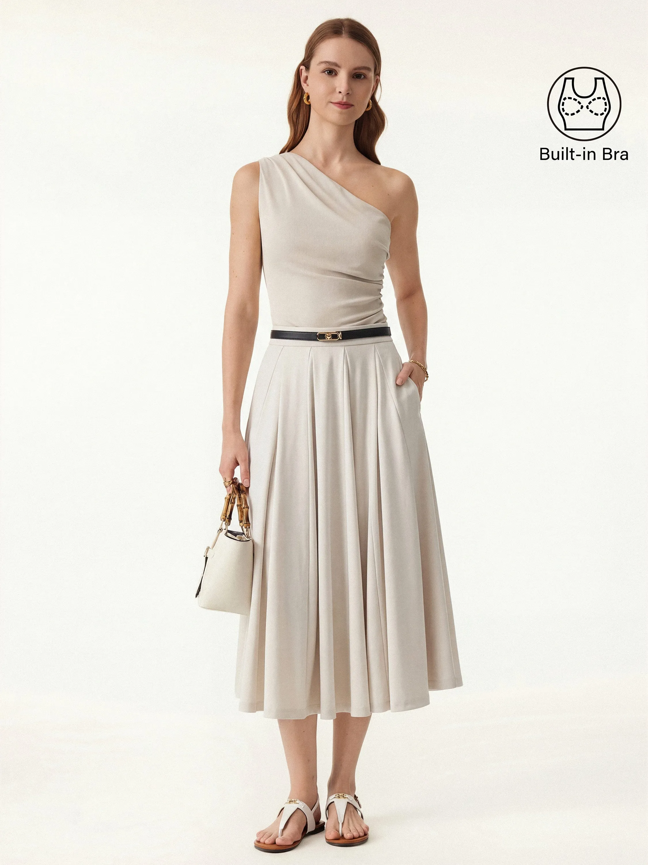2Pcs Set One Shoulder Bra Tank & Volume Skirt with Pockets sold by OGLmove