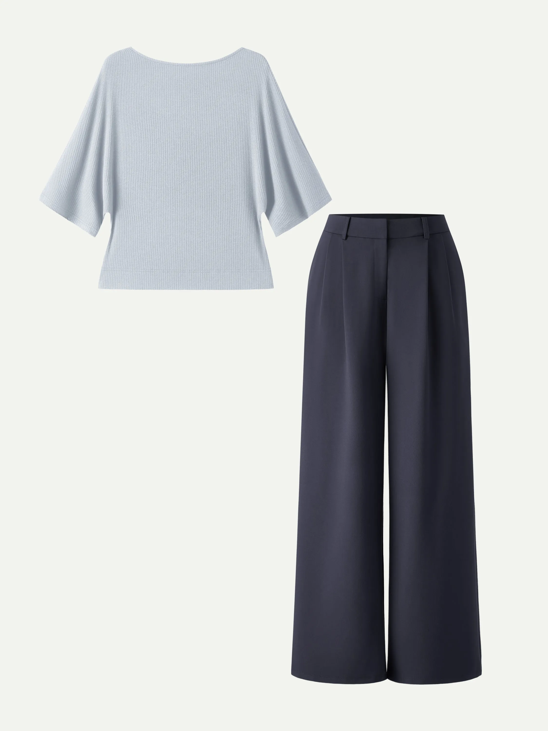 2Pcs Set Boatneck Relaxed Top & Wide Leg Pant with Pockets sold by OGLmove product image thumbnail 5