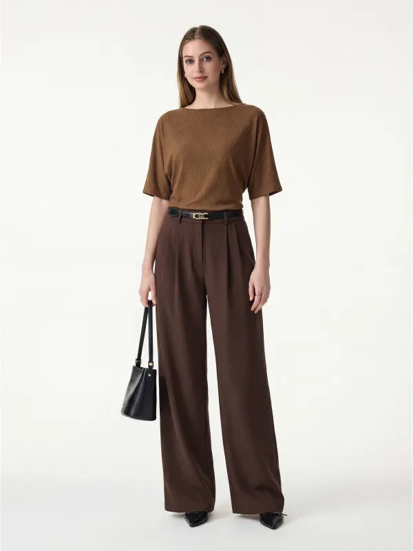 2Pcs Set Boatneck Relaxed Top & Wide Leg Pant with Pockets made by OGLmove