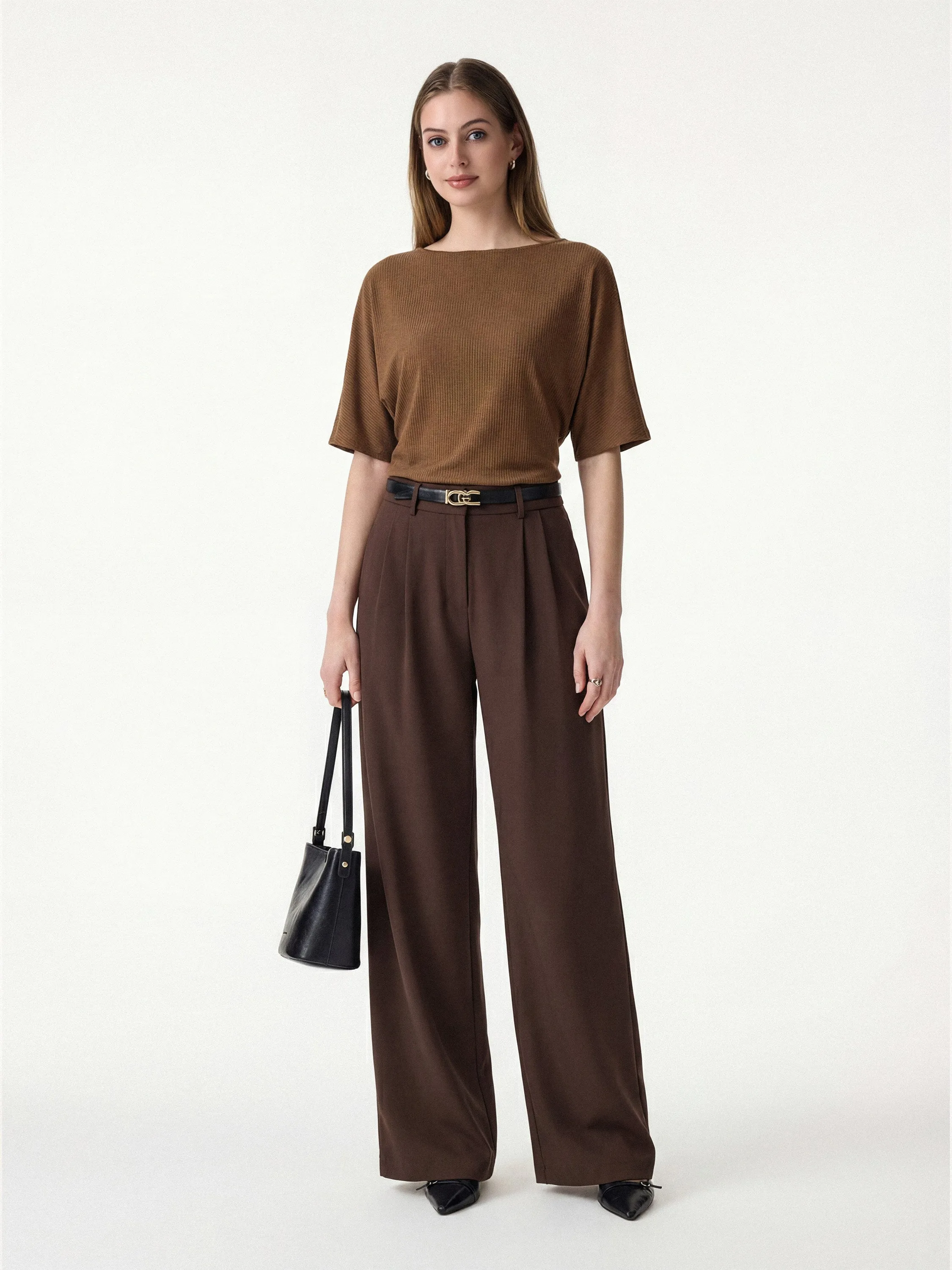 2Pcs Set Boatneck Relaxed Top & Wide Leg Pant with Pockets sold by OGLmove