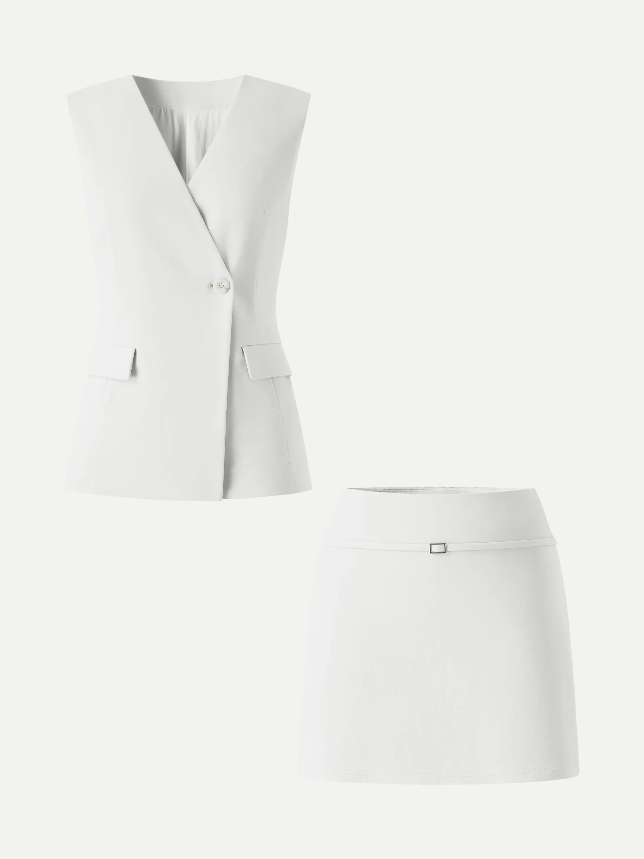 2Pcs Set V-Neck Waistcoat with Pockets & A-Line Mini Skort sold by OGLmove product image thumbnail 5