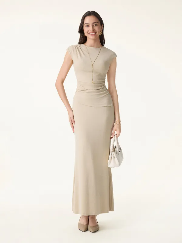 2Pcs Set Cap Sleeve Asymmetrical Bra Top & Mermaid Flare Maxi Skirt made by OGLmove