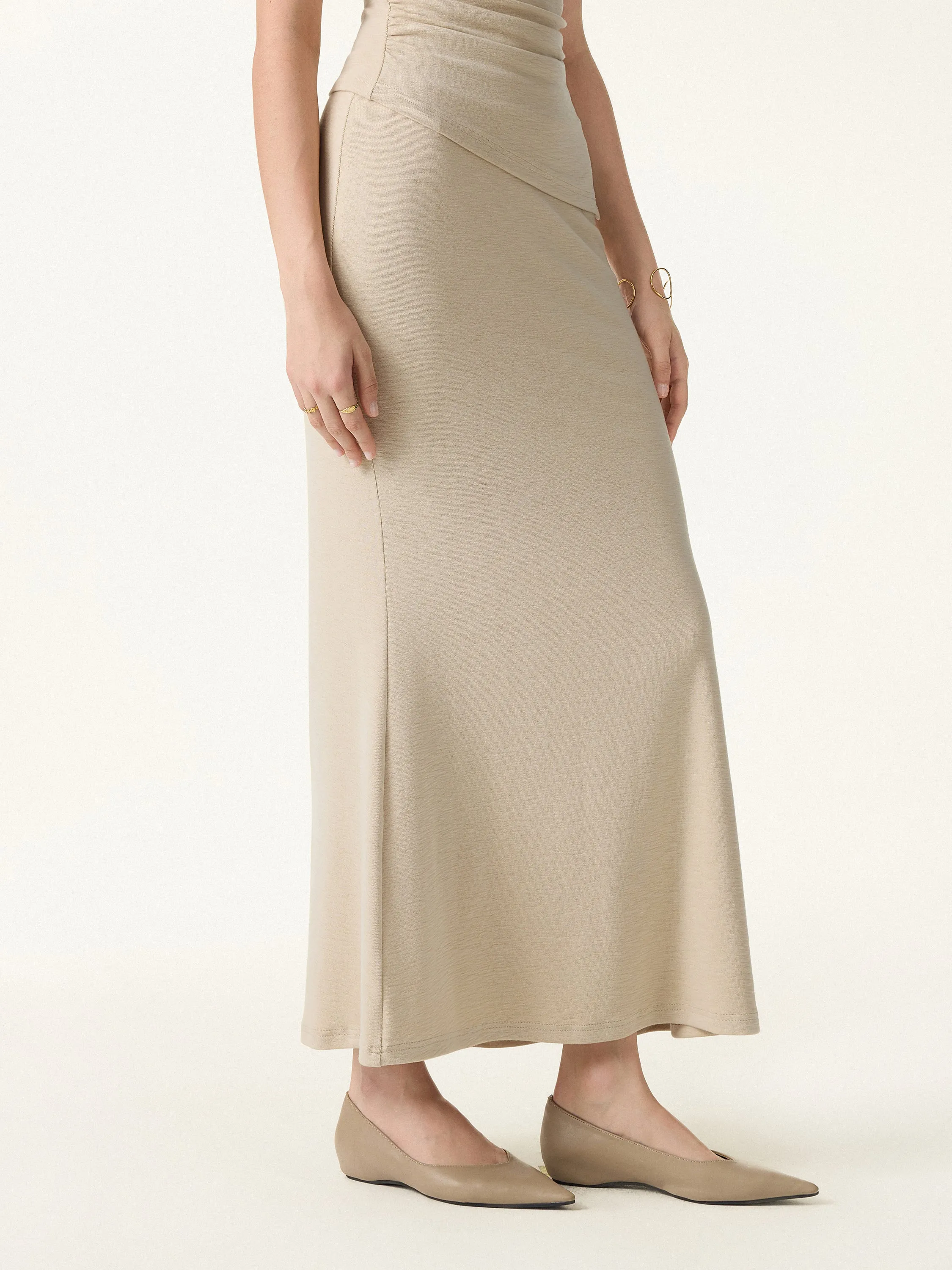 Matte Smooth Drapey Mermaid Flare Maxi Skirt sold by OGLmove product image thumbnail 4