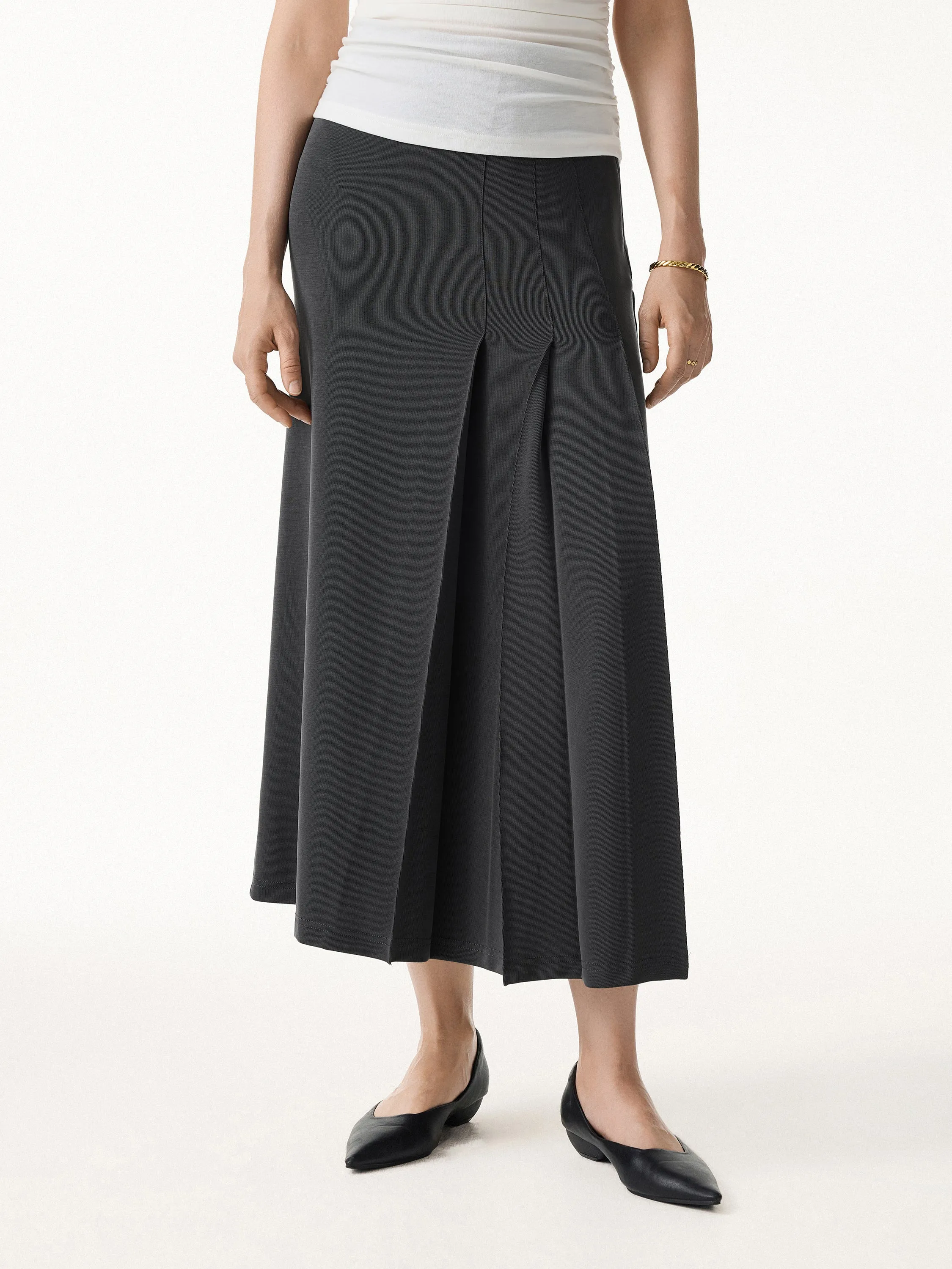 Wrinkle-Resistant Mid Rise Pleated Midi Skirt sold by OGLmove product image thumbnail 4
