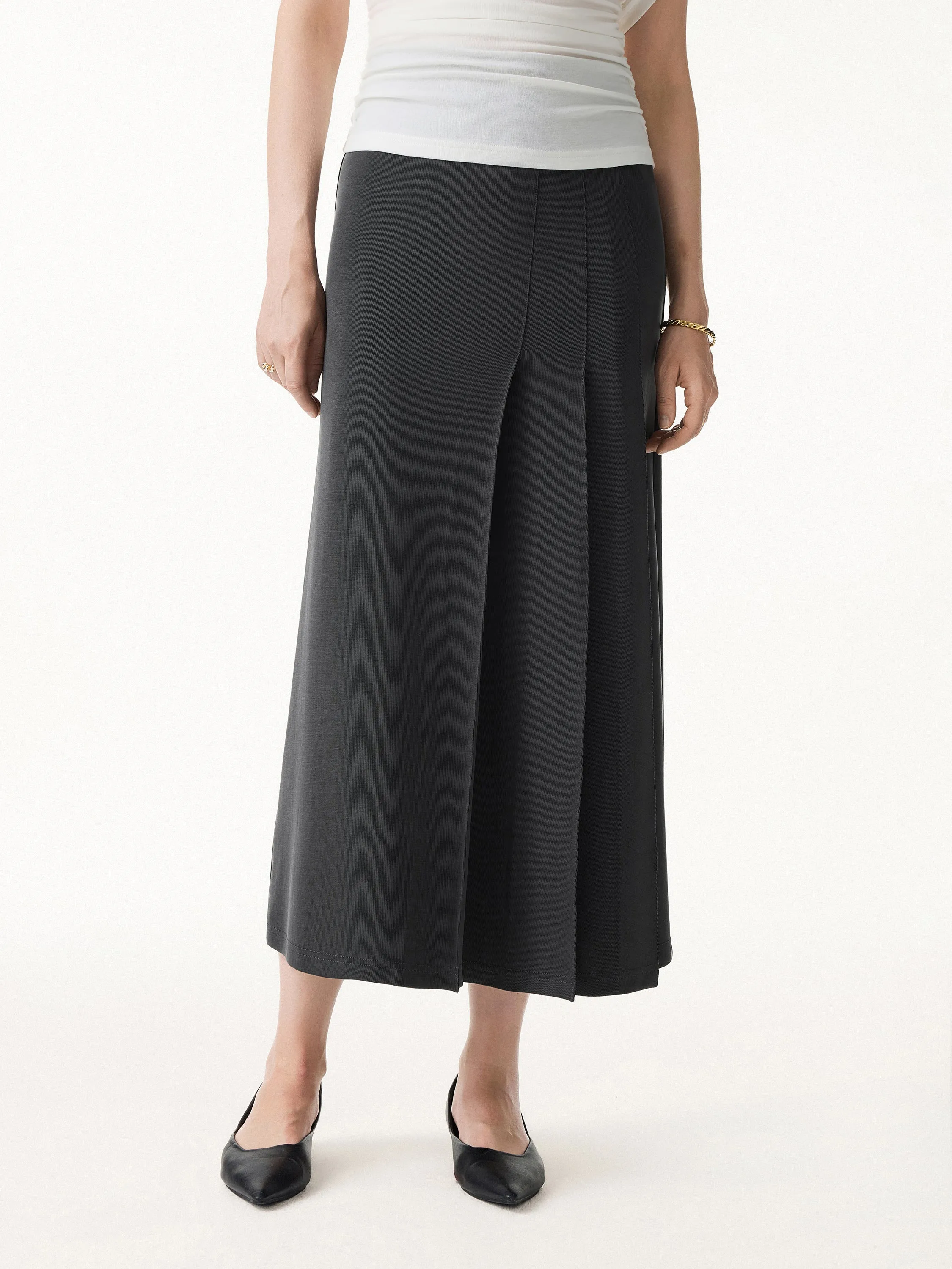 Wrinkle-Resistant Mid Rise Pleated Midi Skirt sold by OGLmove product image thumbnail 3